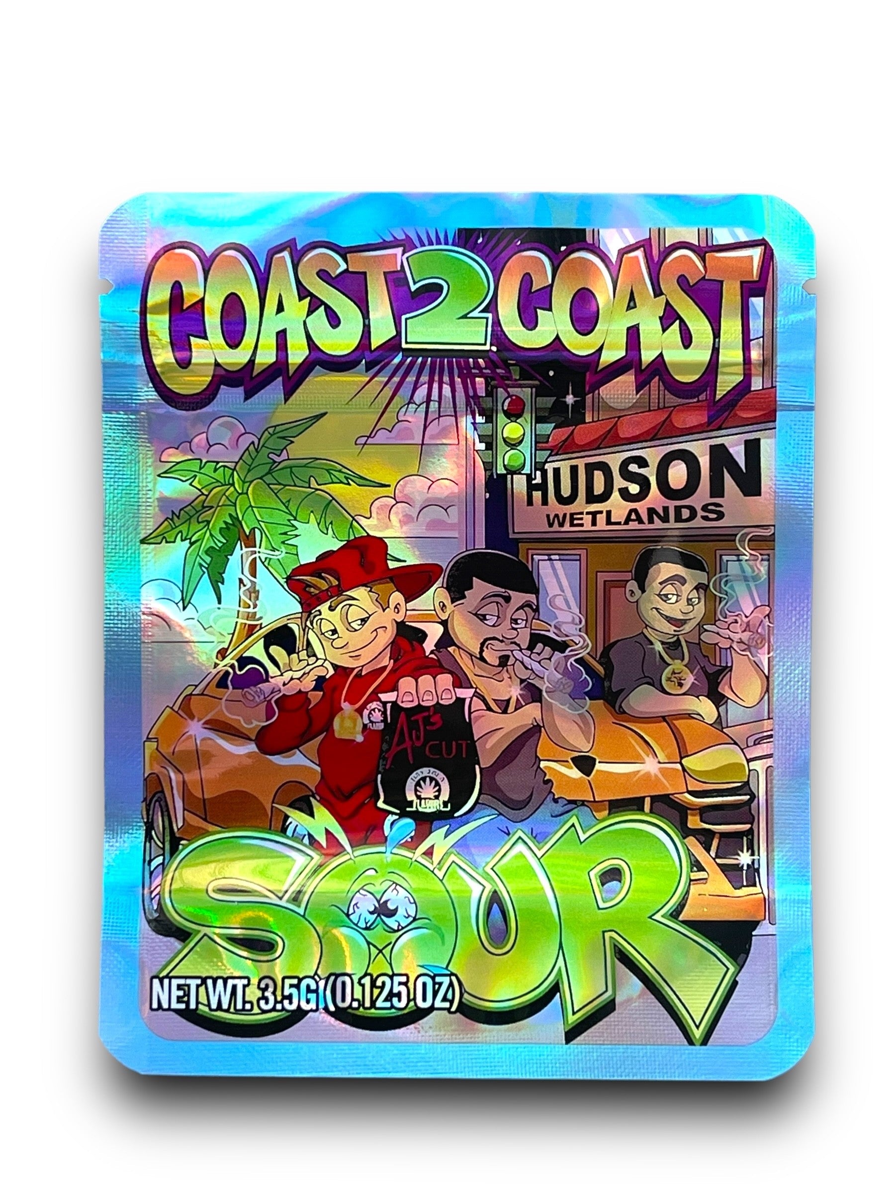 Coast 2 Coast Sour 3.5G Mylar Bags Holographic Mylar Packaging