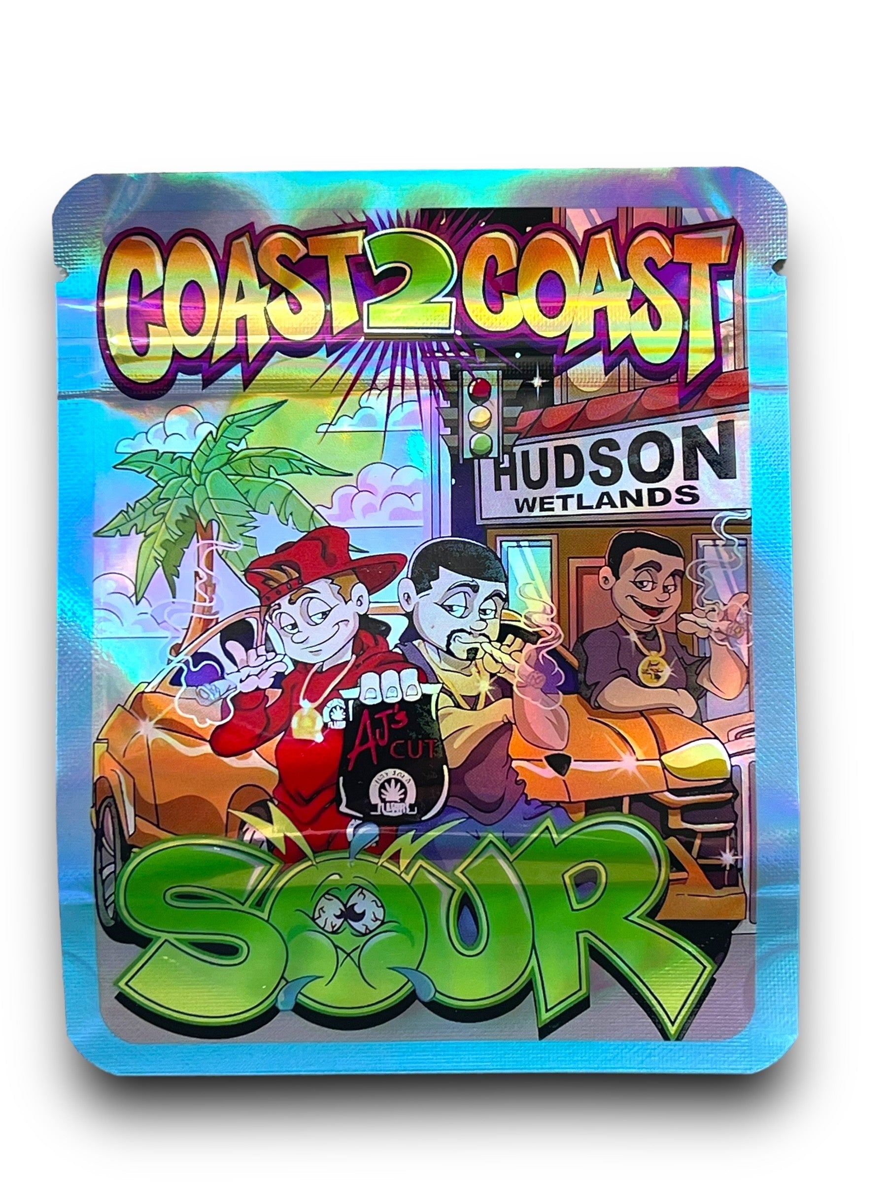 Coast 2 Coast Sour 3.5G Mylar Bags Holographic Mylar Packaging