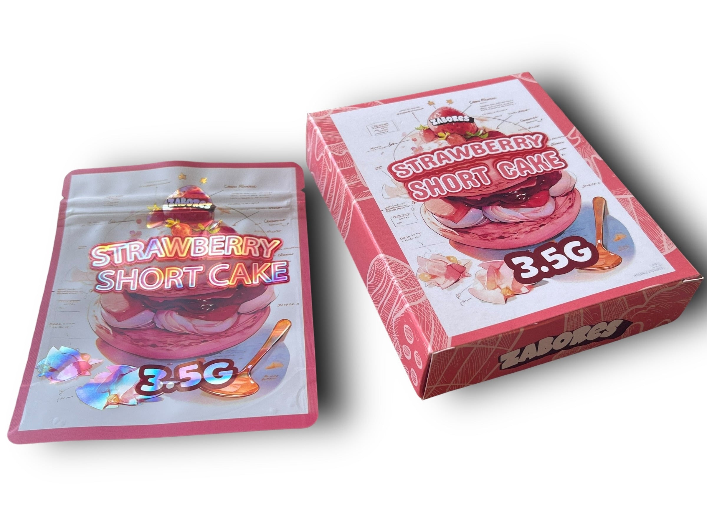 Strawberry Short Cake Mylar Bags with Boxes 3.5g Box Packaging Holographic