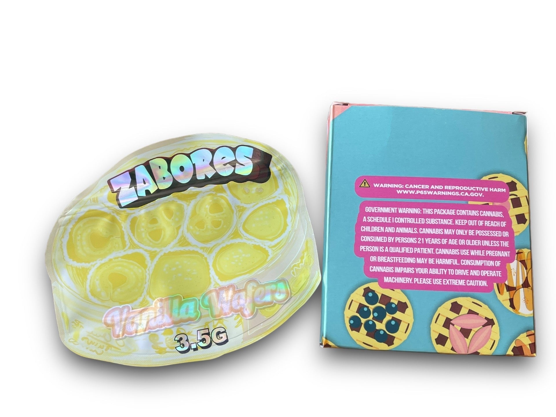 Zabores Vanilla Wafers Mylar Bags with Boxes 3.5g Box Packaging Holographic