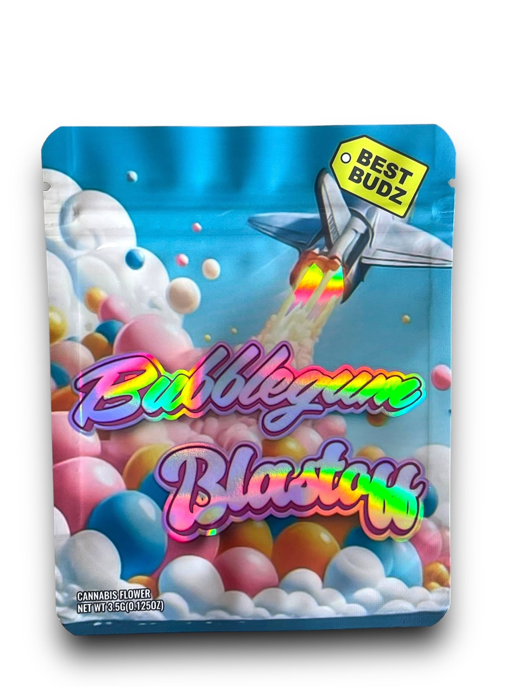 Best Budz Bubblegum Blastoff 3.5G Mylar Bags Holographic Mylar Packaging