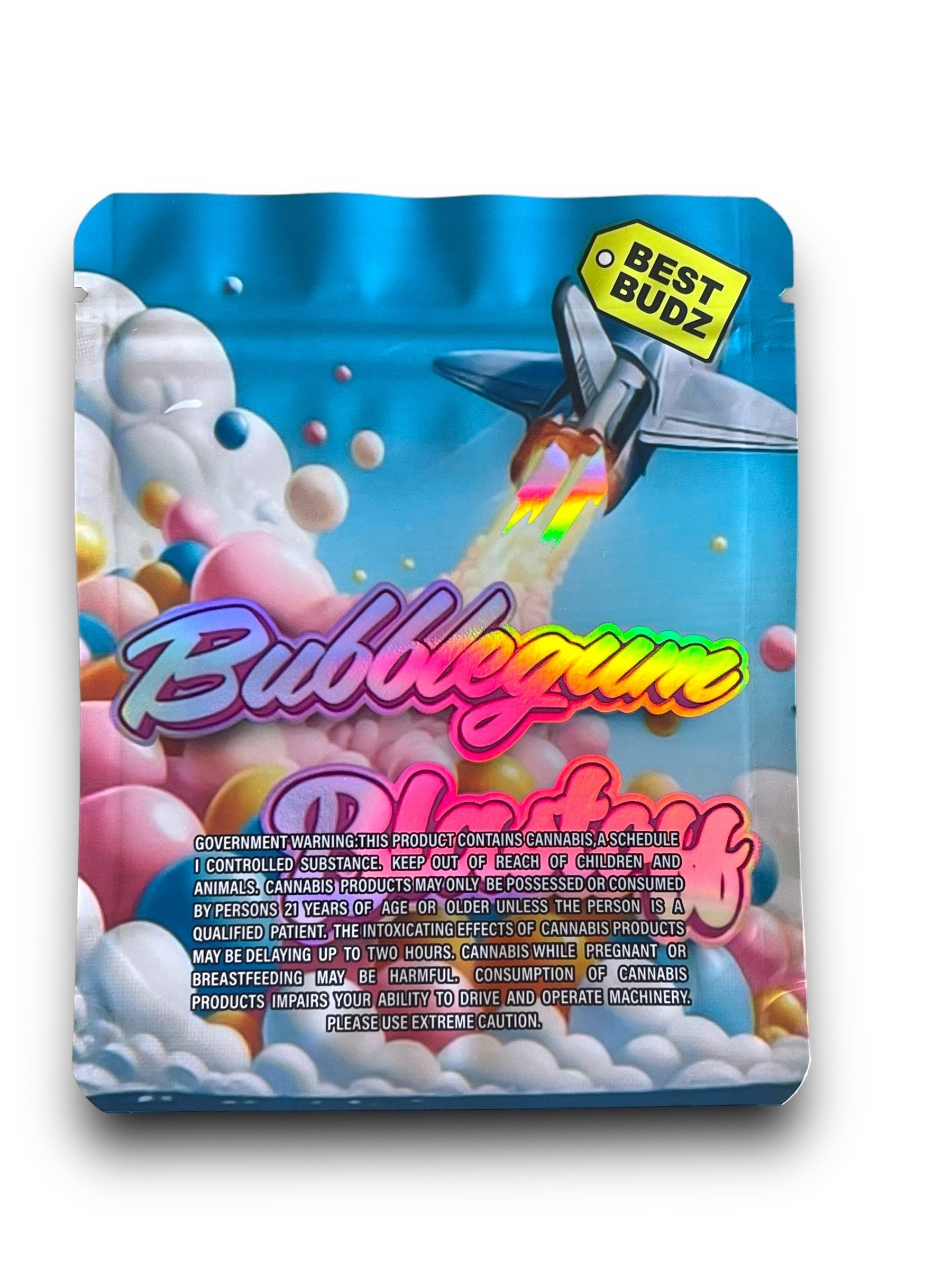 Best Budz Bubblegum Blastoff 3.5G Mylar Bags Holographic Mylar Packaging