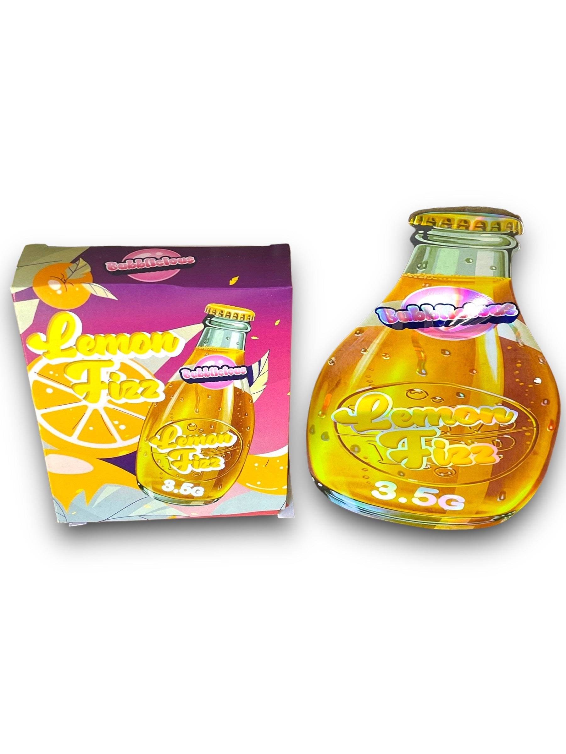 Bubblicious Lemon Fizz Mylar Bags with Boxes 3.5g Box Packaging Holographic