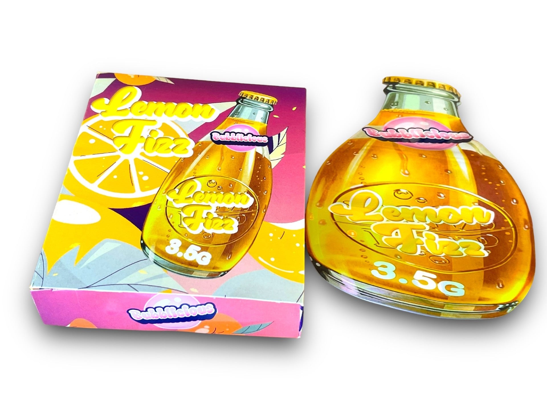 Bubblicious Lemon Fizz Mylar Bags with Boxes 3.5g Box Packaging Holographic