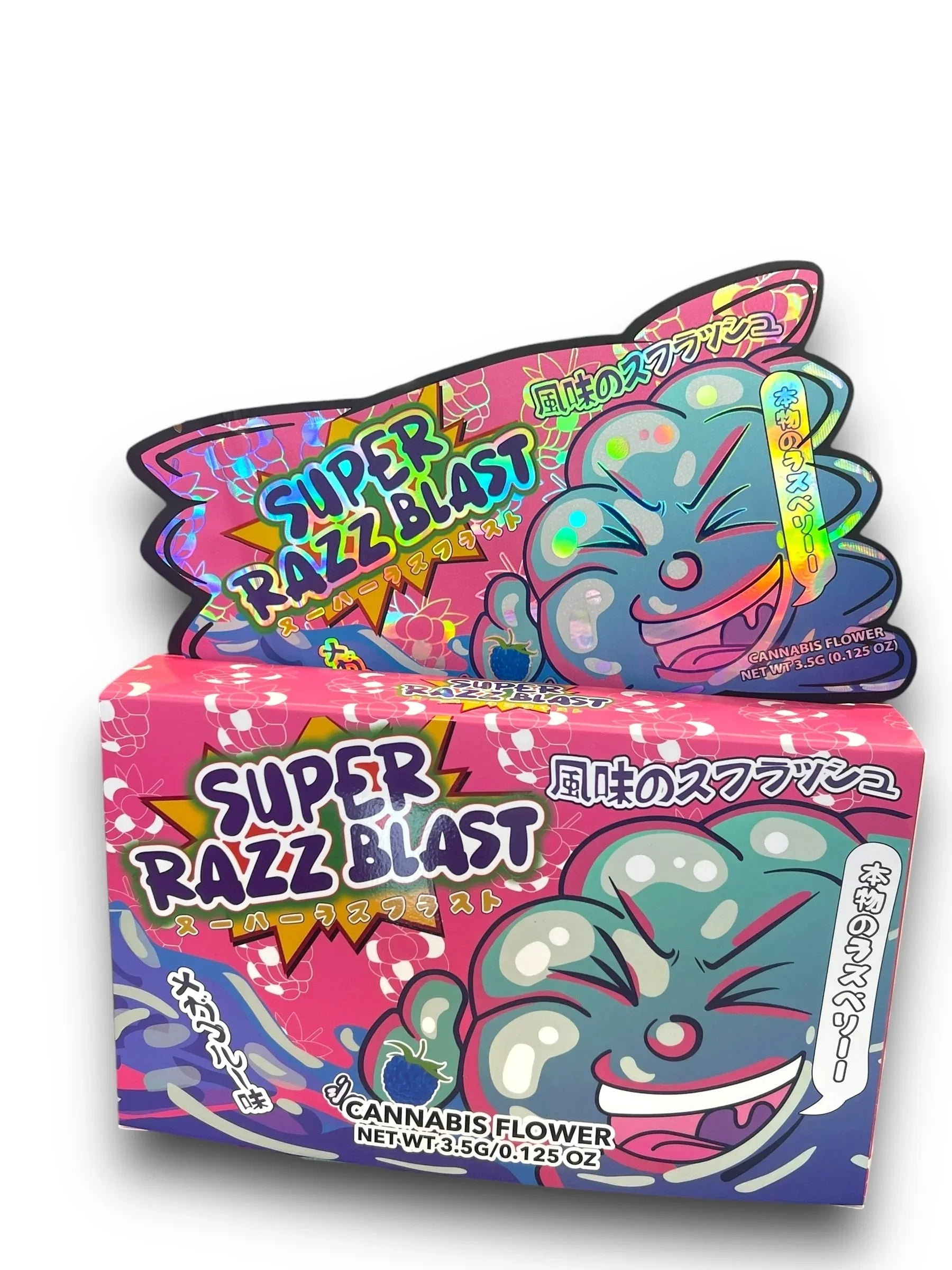 Super Razz Blast Mylar Bags with Boxes 3.5g Box Packaging Holographic - Black Unicorn Hub