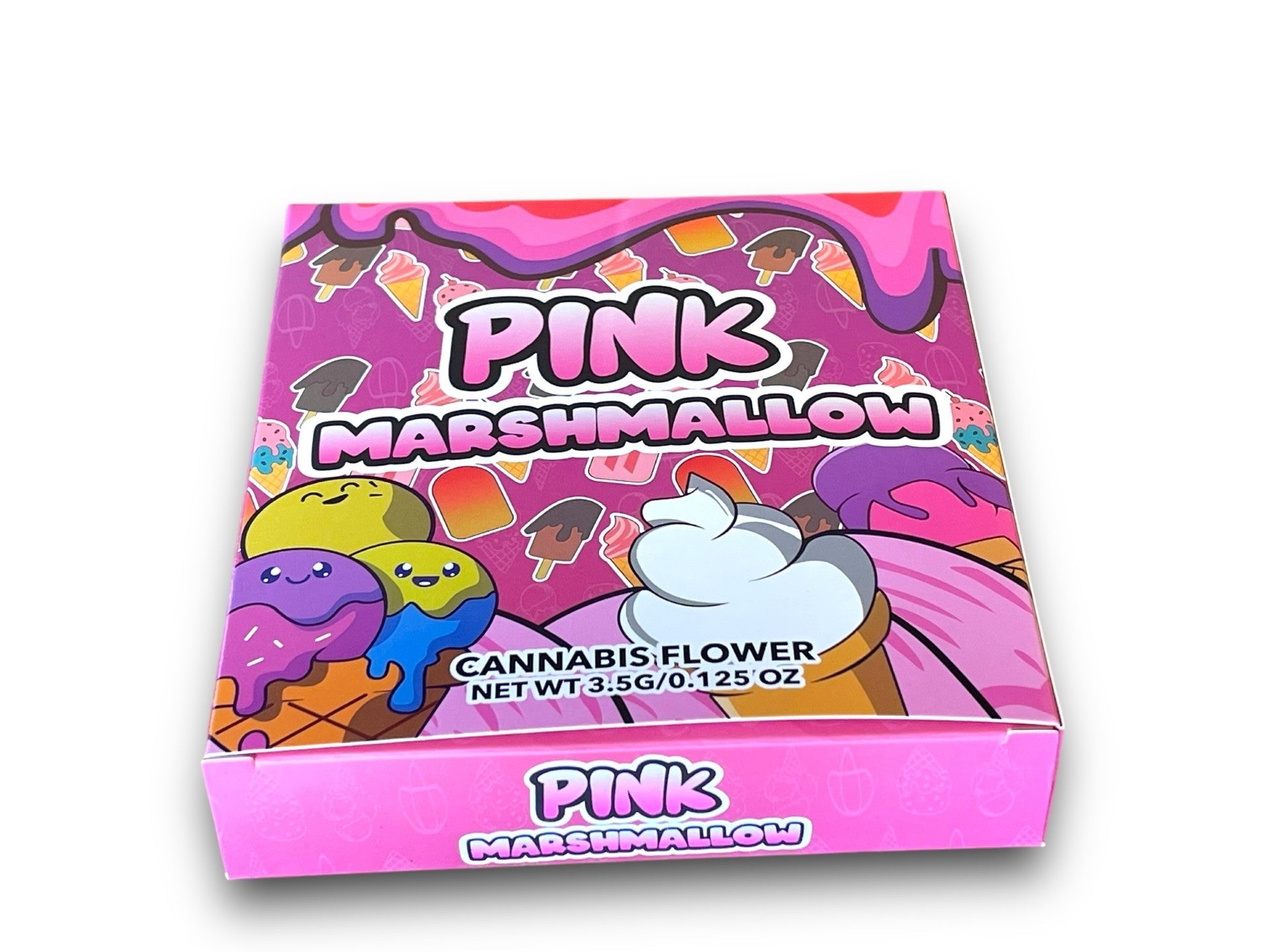 Pink Marshmallow Mylar Bags with Boxes 3.5g Box Packaging Holographic