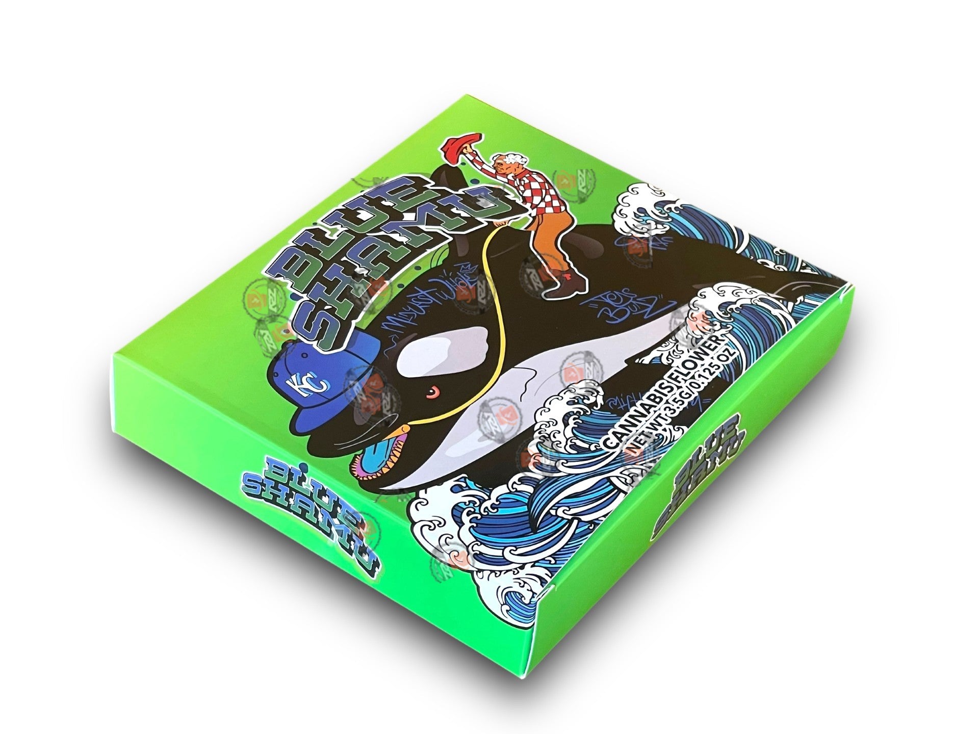 Teds Budz Blue Shamu Mylar Bags with Boxes 3.5g Box Packaging Holographic