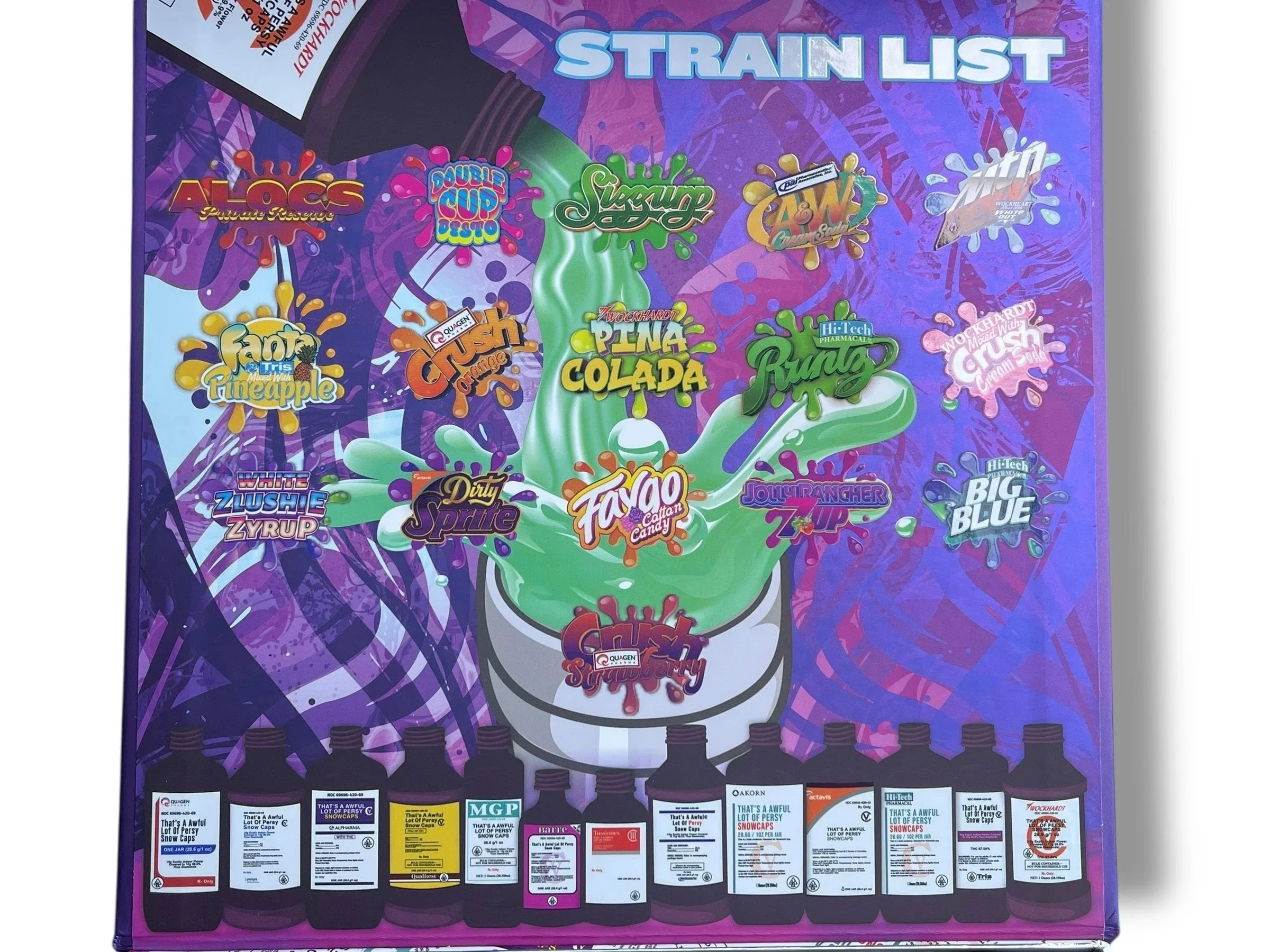 Persy Mini Snowballs Cough Syrup 16-1oz Glass Jars - Varity Pack 16 Flavors in box 1 pound- Empty Jars - Black Unicorn Hub