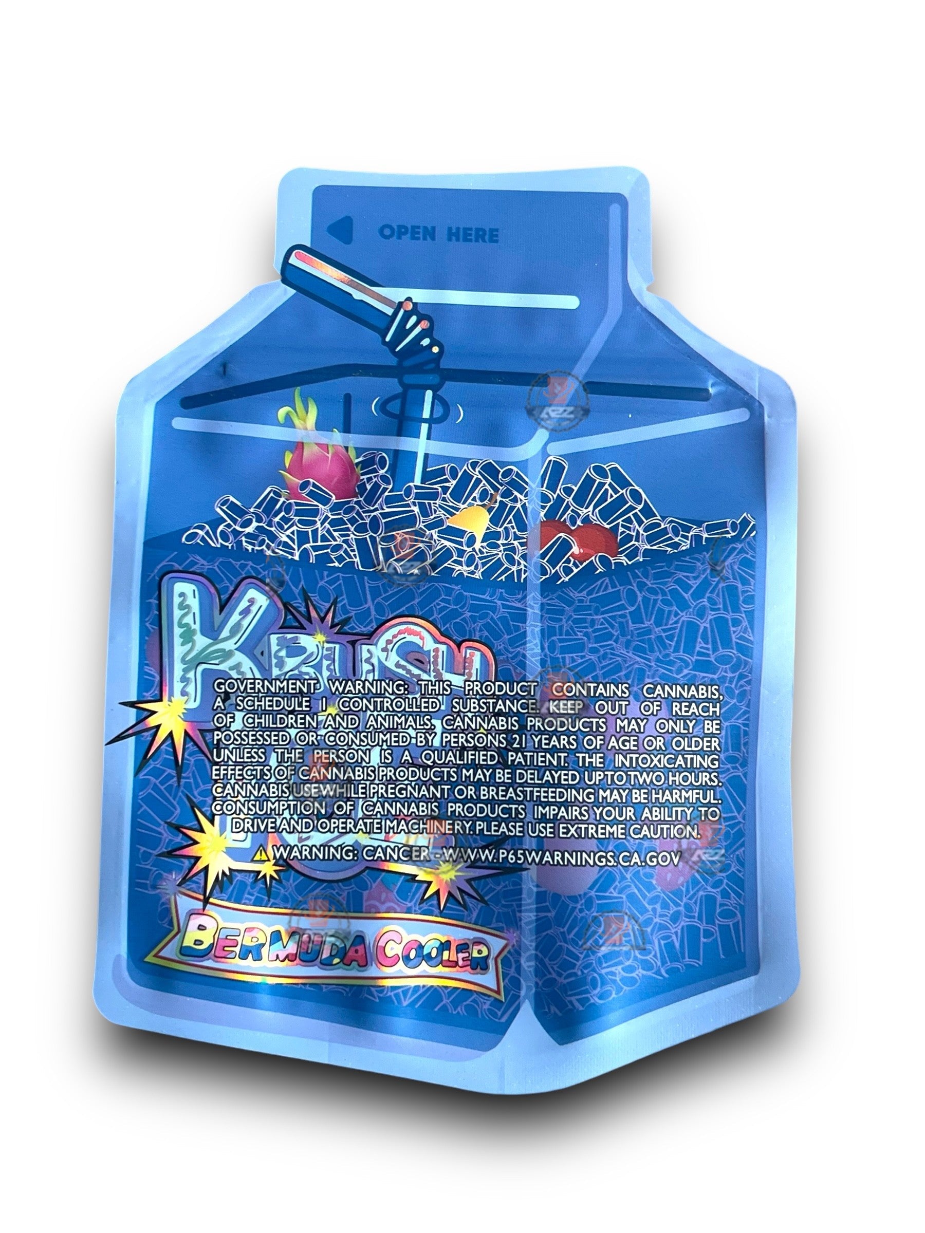 Krush Ice Bermuda Cooler Mylar Bags 3.5g Packaging Holographic