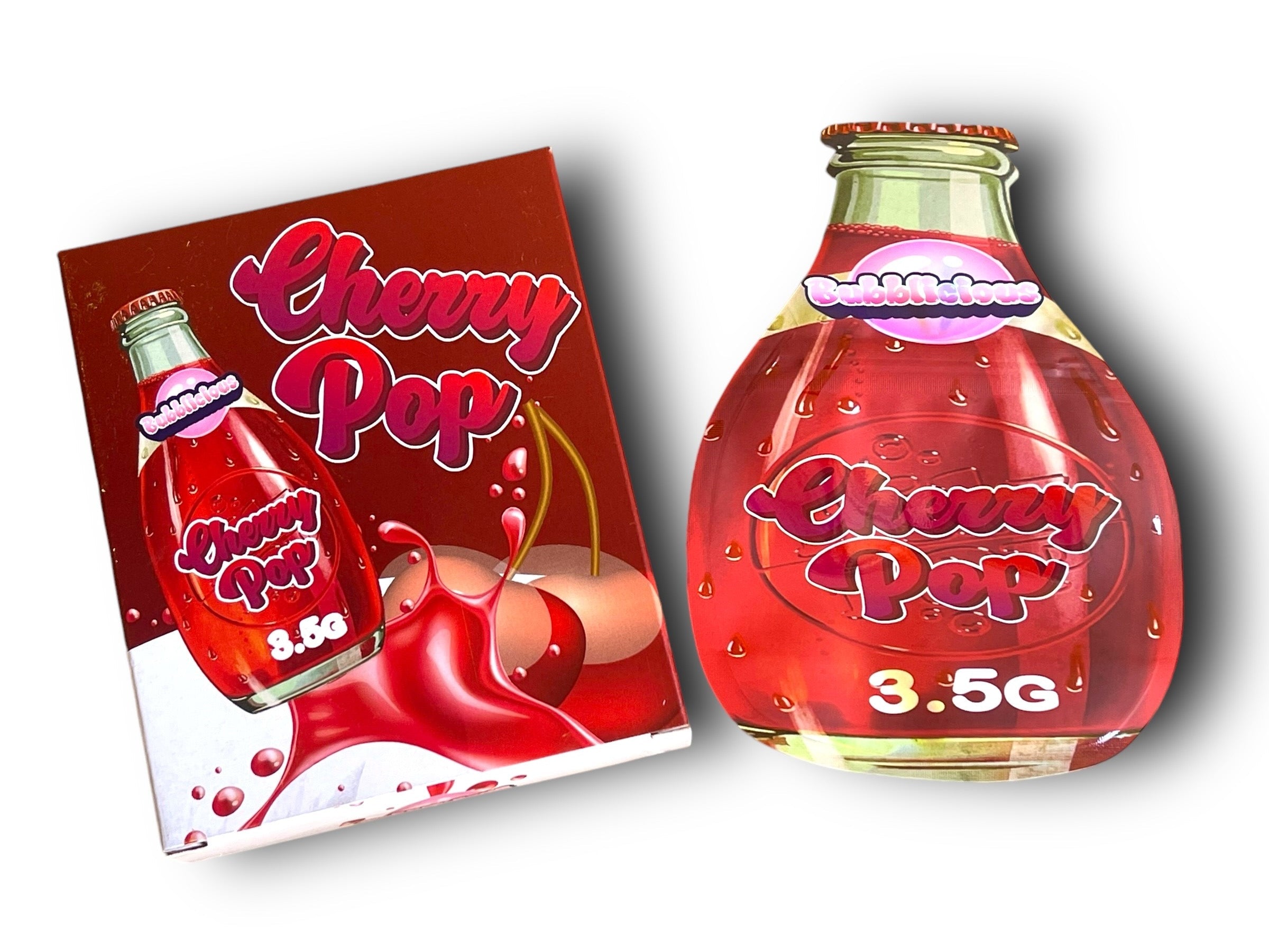 Bubbllcious Cherry Pop Mylar Bags with Boxes 3.5g Box Packaging Holographic