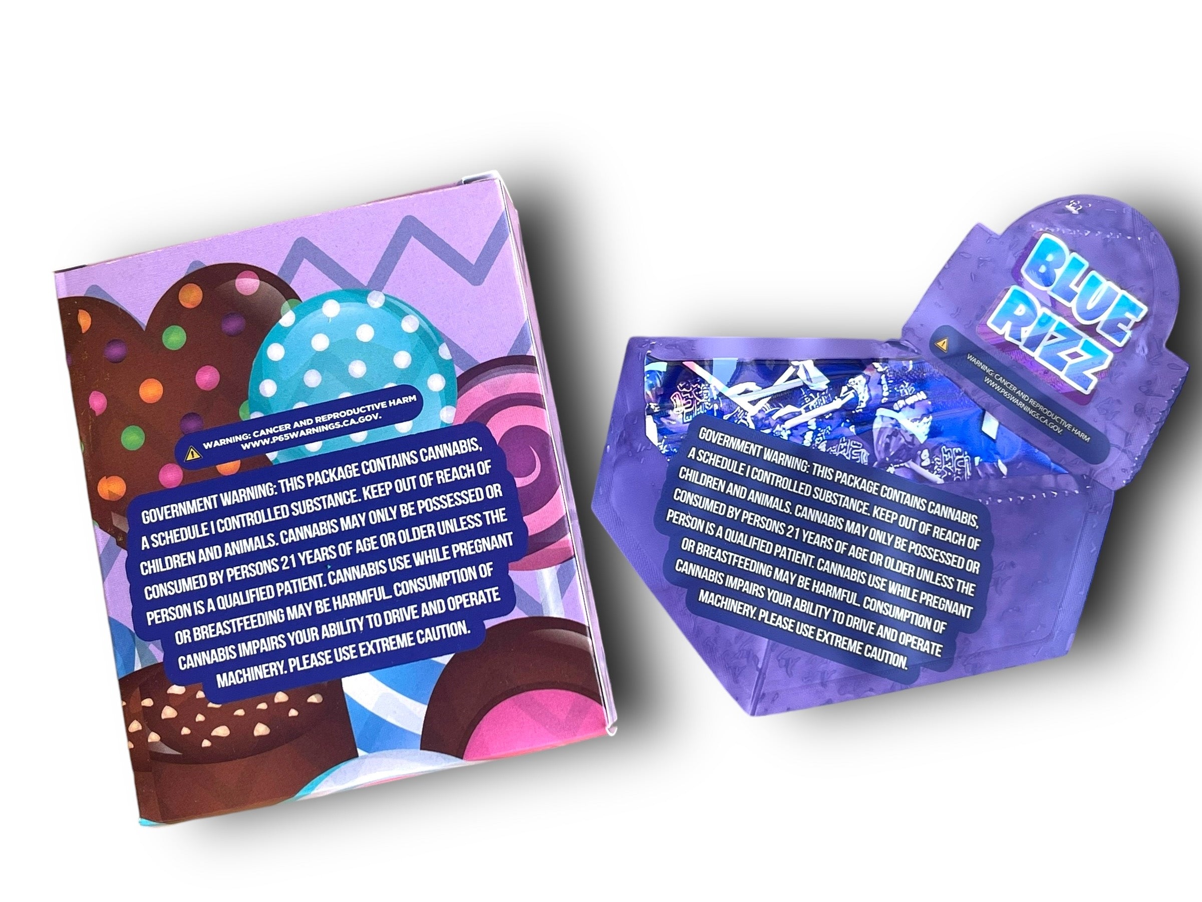 Bubblicious Blue Rizz Mylar Bags with Boxes 3.5g Box Packaging Holographi