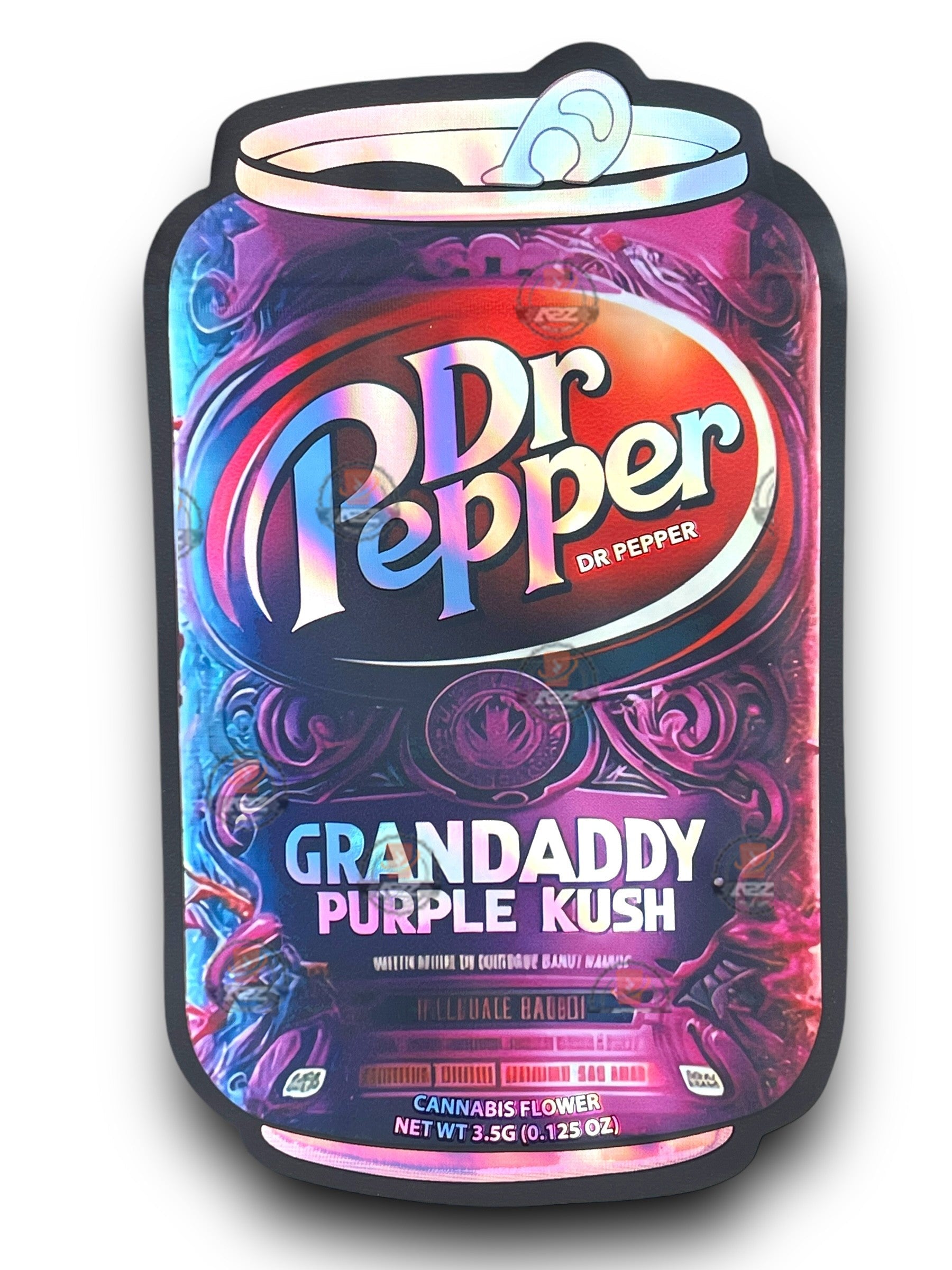 Dr Pepper Gran Daddy Purple Kush Mylar Bags 3.5g Holographic