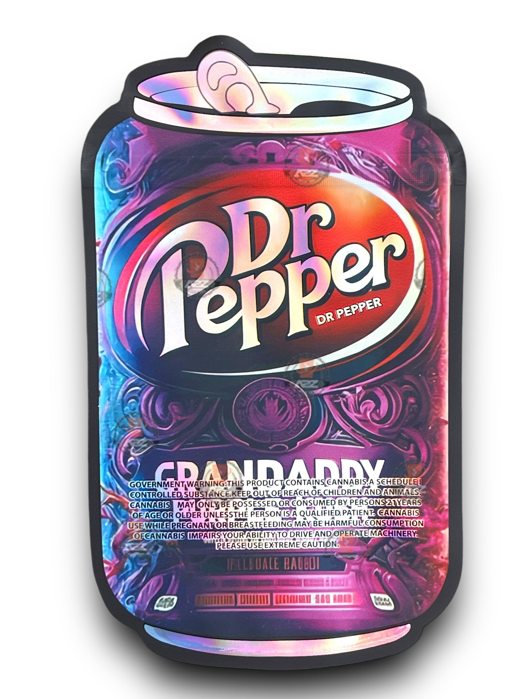 Dr Pepper Gran Daddy Purple Kush Mylar Bags 3.5g Holographic