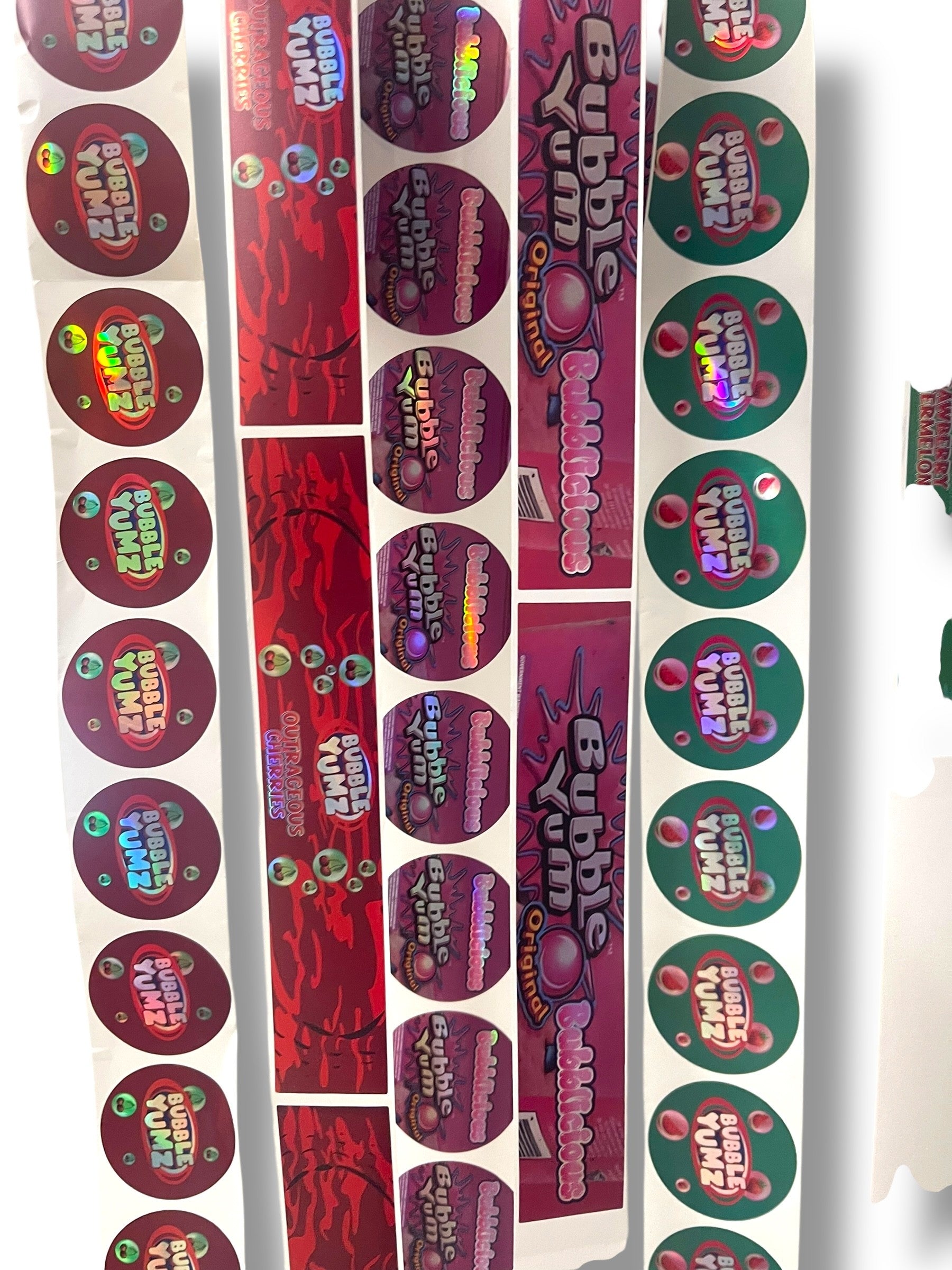Bubble Yum Strawberry Watermelon  3.5g Glass Jars with Holographic Stickers Child Resistant jar