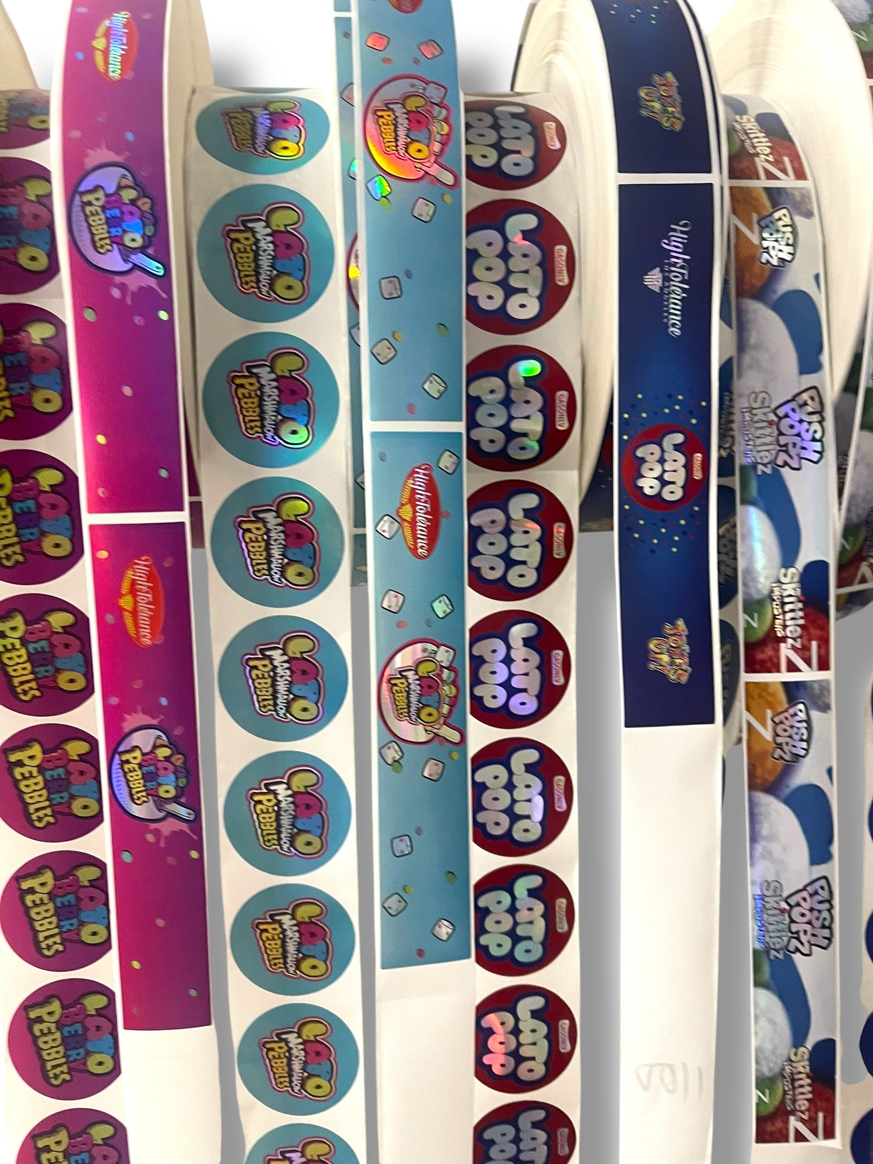 Push Pop Skittlez Imposter 3.5g Glass Jars with Holographic Stickers Child Resistant jar