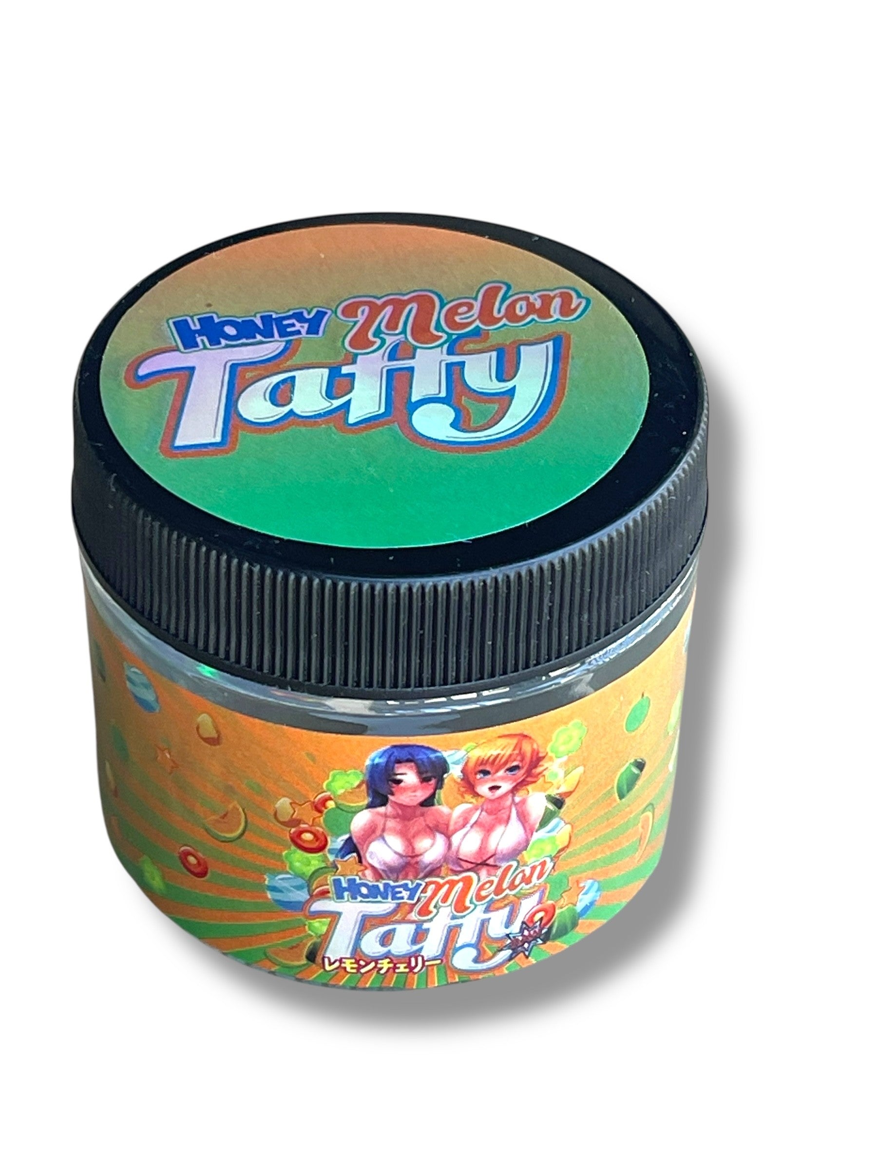 Honey Melon Taffy 3.5g Glass Jars with Holographic Stickers Child Resistant jar