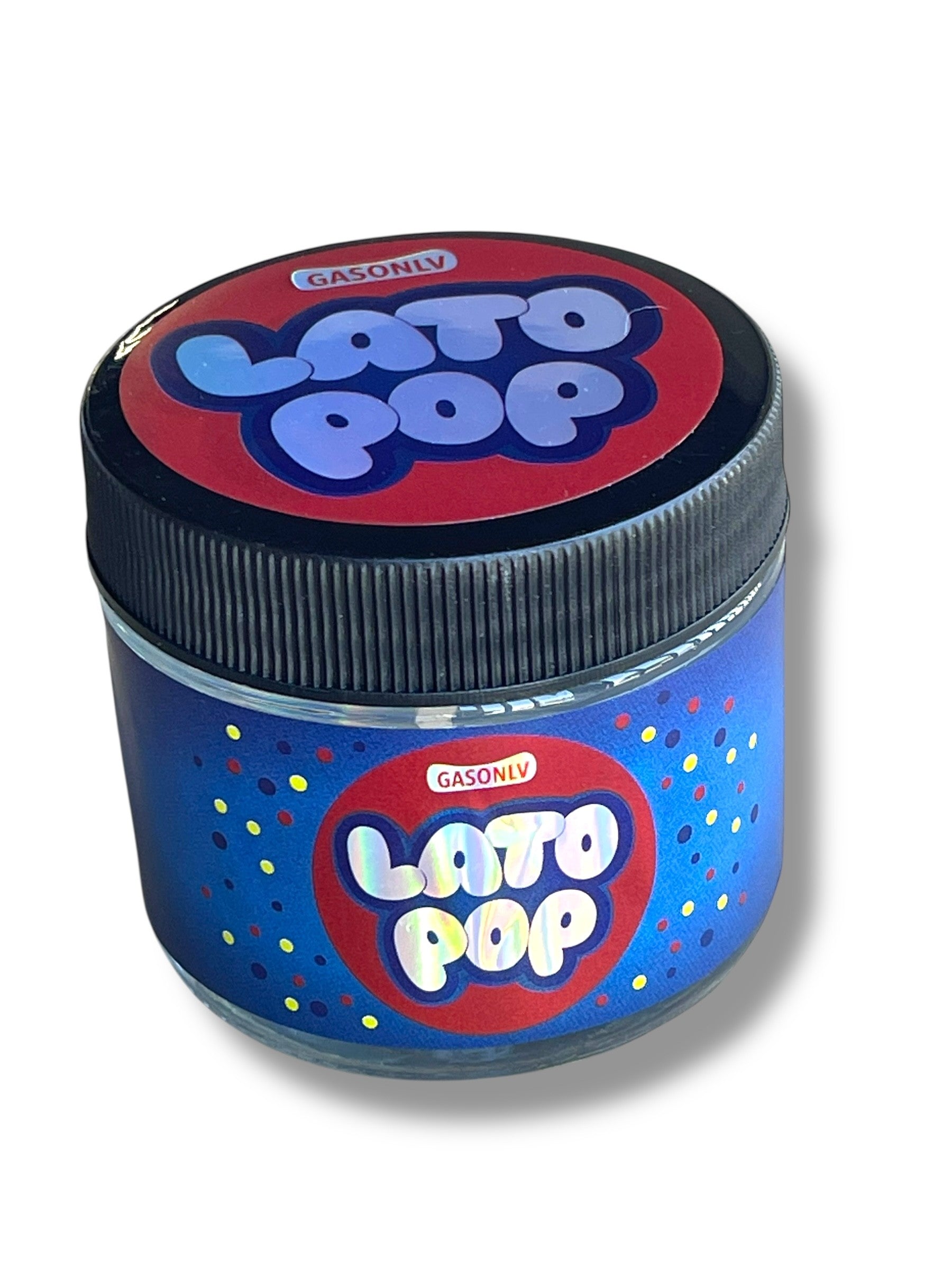Lato Pop 3.5g Glass Jars with Holographic Stickers Child Resistant jar