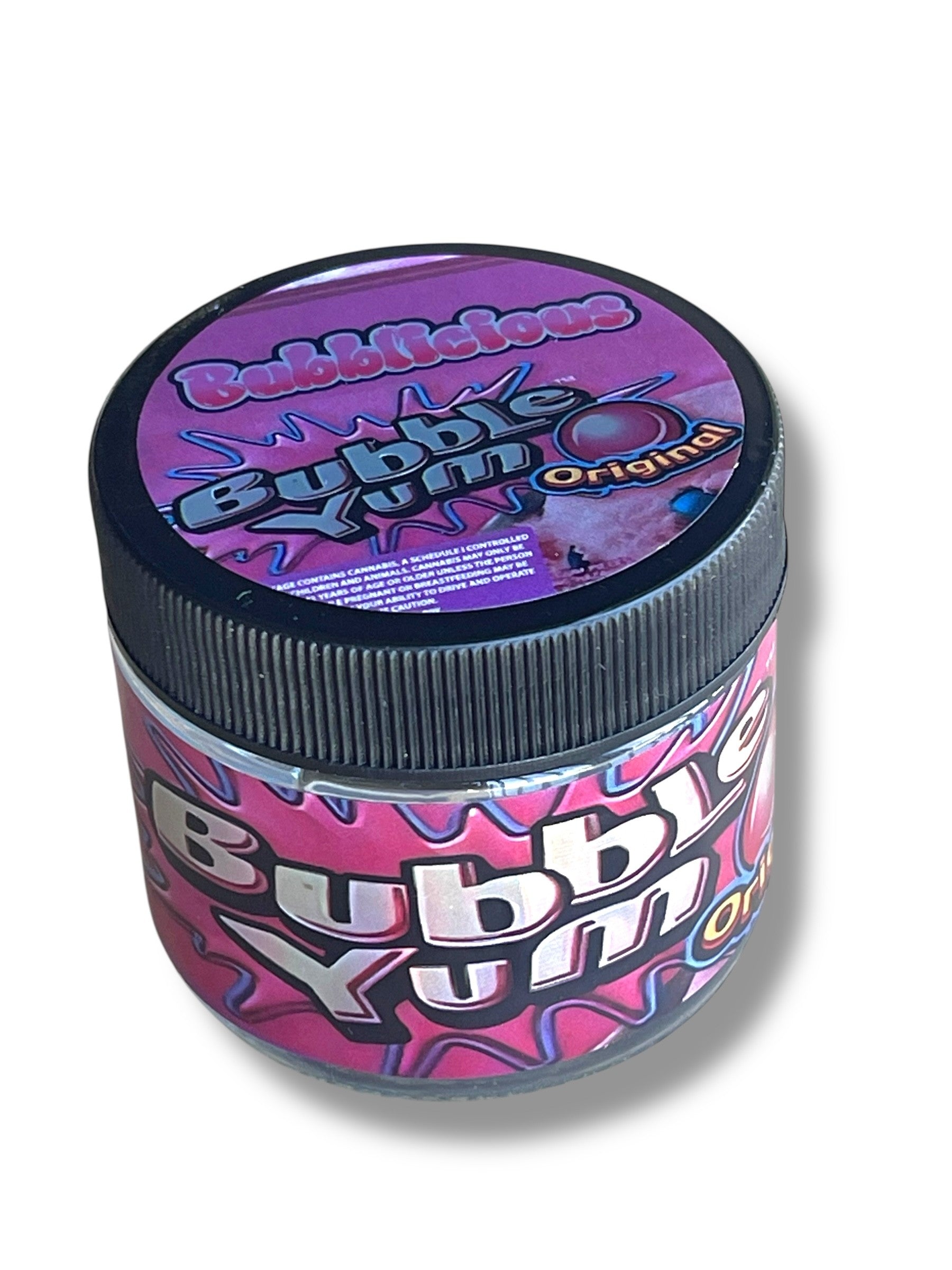 Bubble Yum 3.5g Glass Jars with Holographic Stickers Child Resistant jar