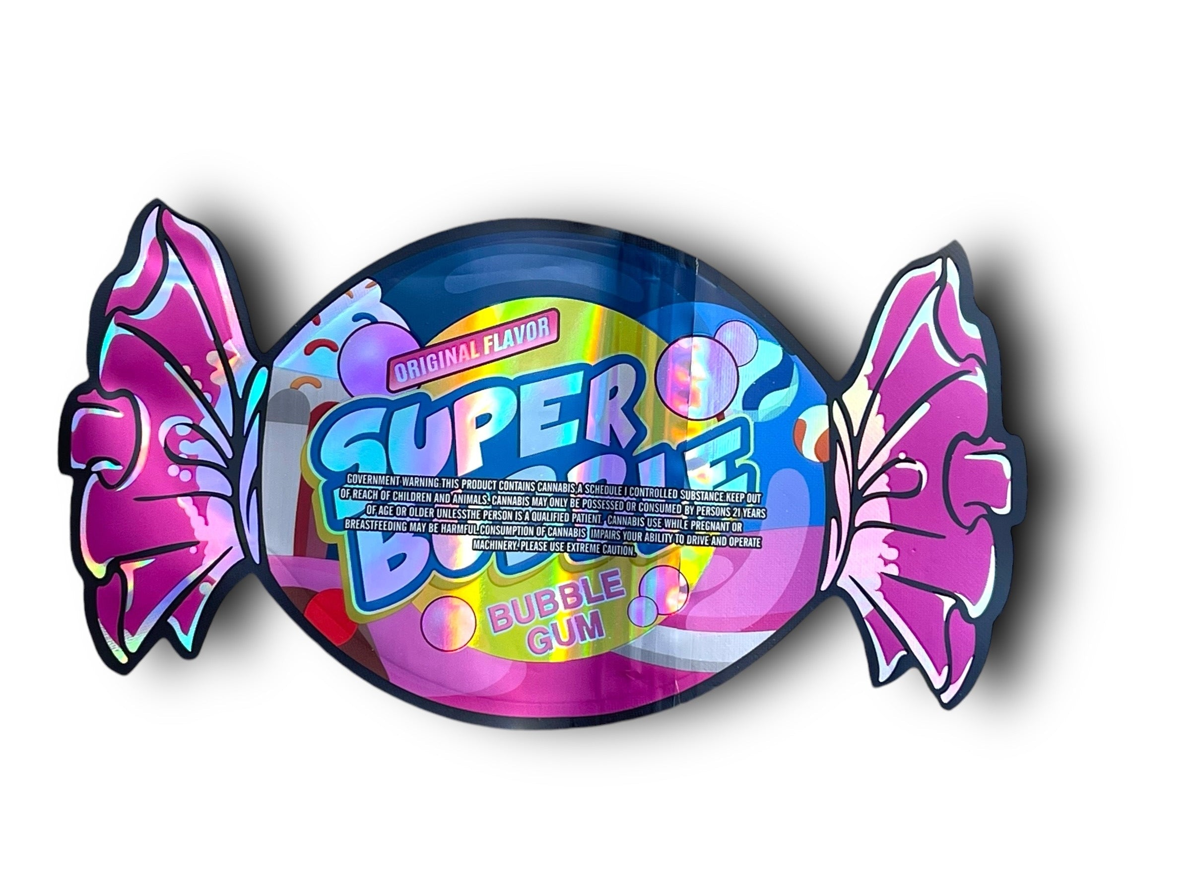 Super Bubble Gum Mylar Bags 3.5g Holographic