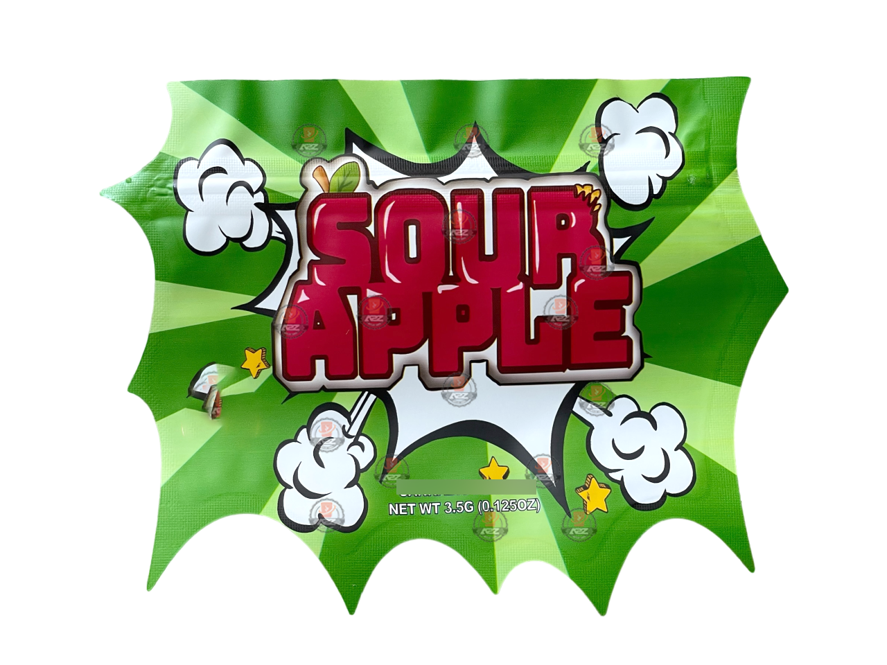 Sour Apple 3.5g Mylar Bag Cut Out Whammm