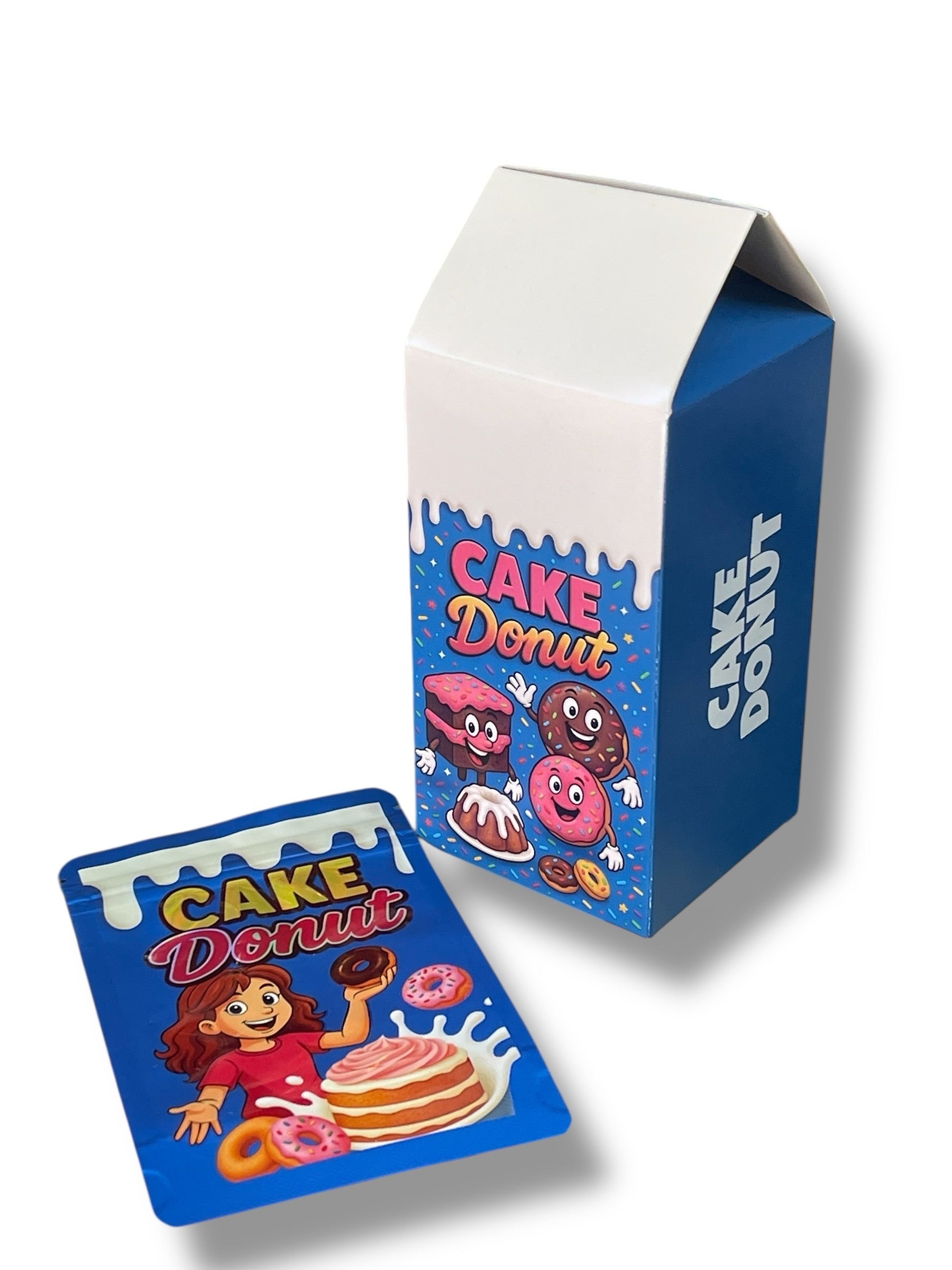 Cake Donut Mylar Bags with Milk Boxes 3.5g Box Packaging