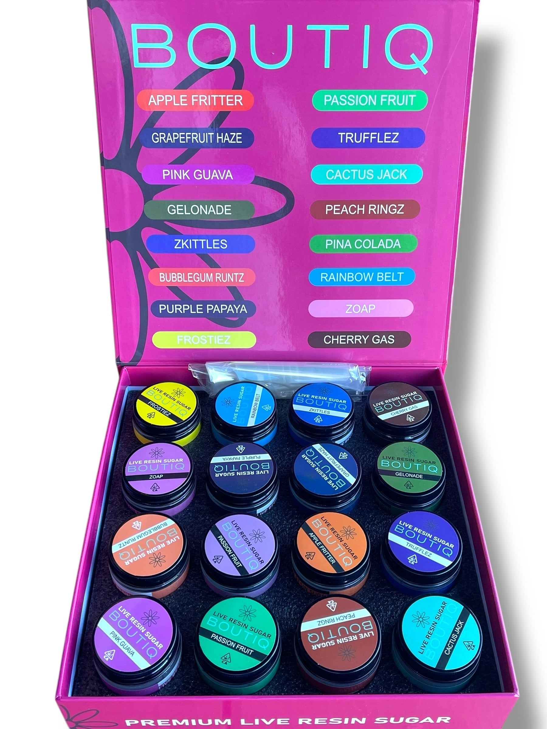 Boutiq Variety Pack 16-1oz Jars in a box Live Resin