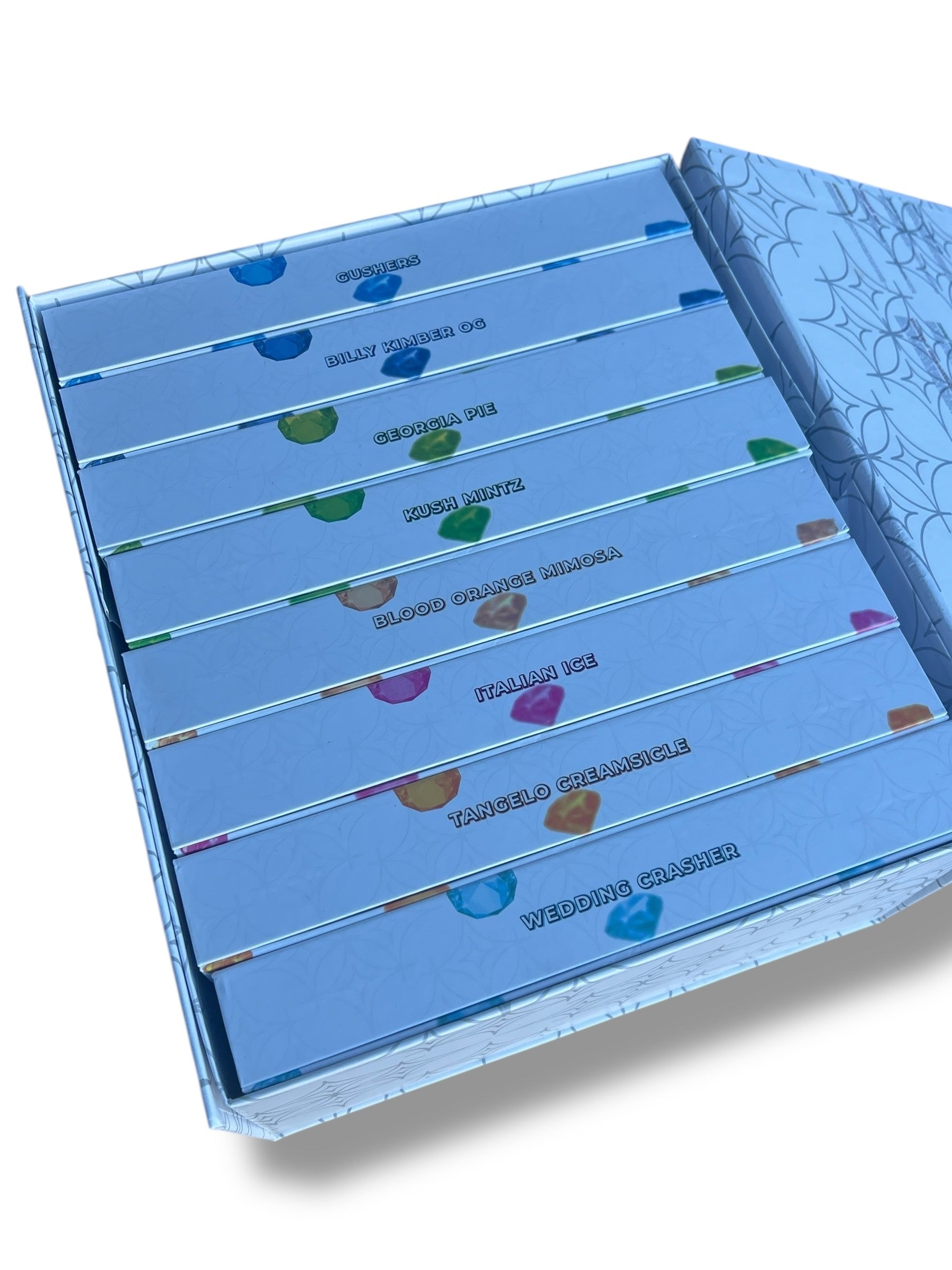 Persy Diamonds 64-3.5g Glass Jars - Varity Pack 8 Flavors in box- empty jars