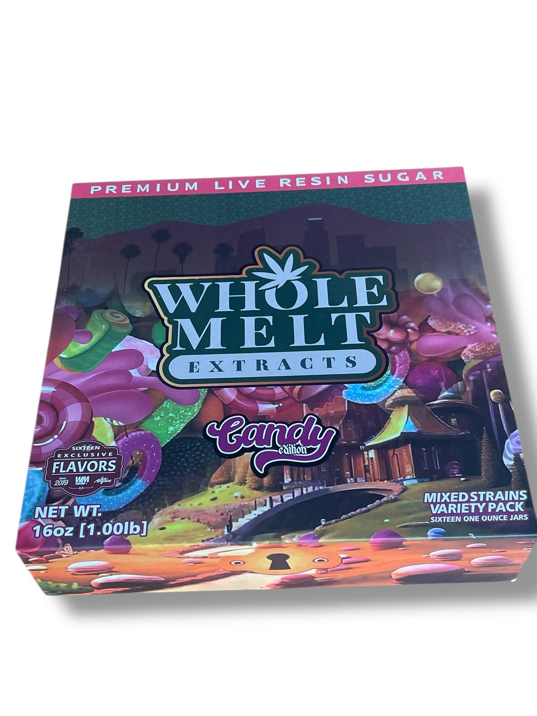 Whole Melt Candy Edition 1oz Glass Jars - Varity Pack 16 Strains in box Empty Jars