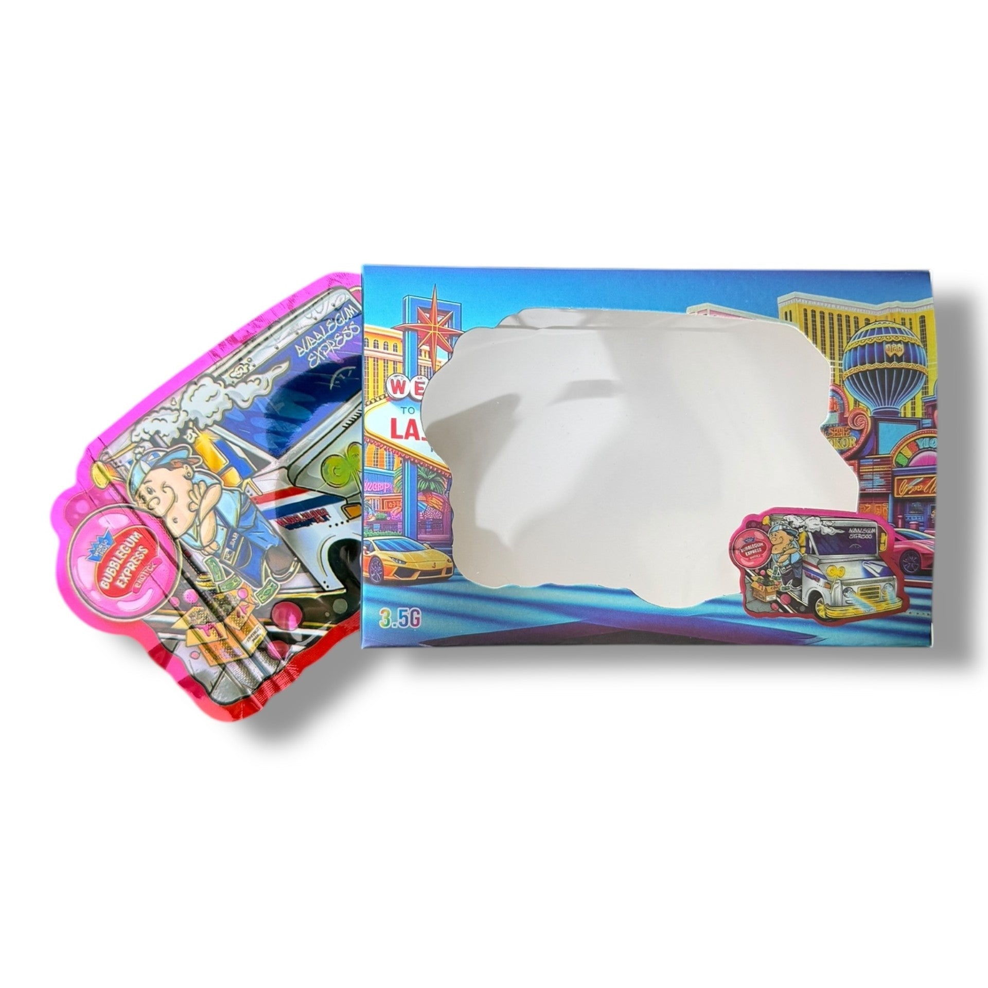 Bubblegum Express 3.5g Mylar Bags & Boxes with Window