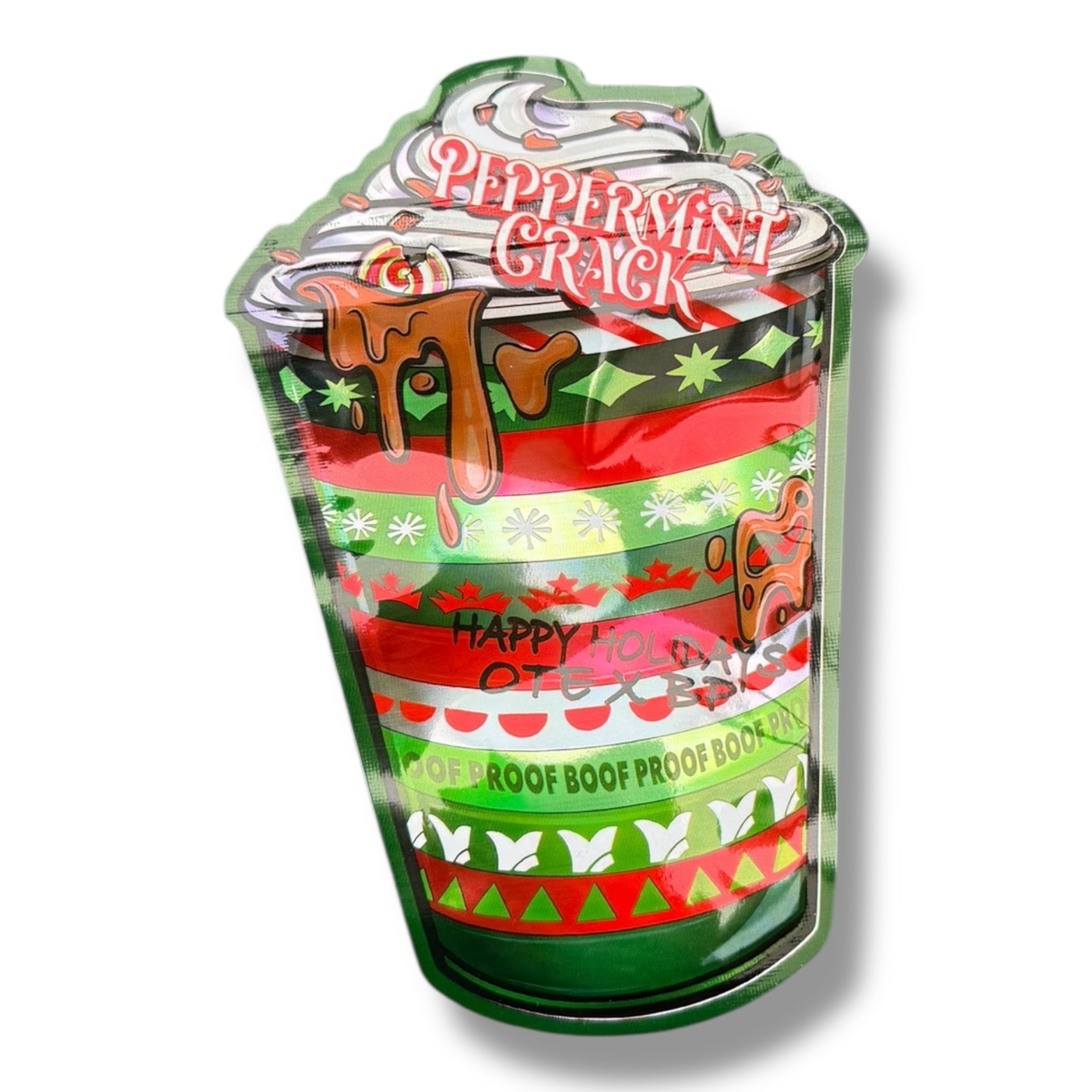 Peppermint Cracks 3.5g Mylar Bags & Boxes with Window