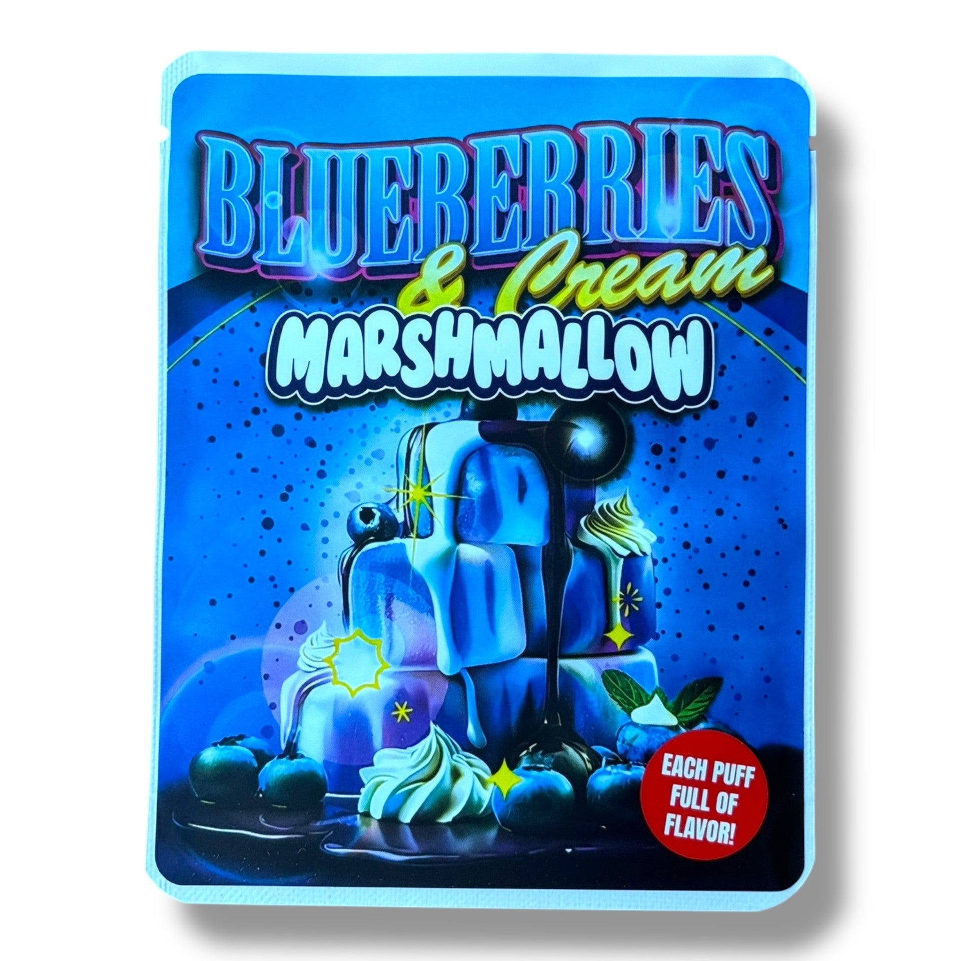 Blueberries & Cream Marshmallow 3.5G Mylar Bags -With stickers and label