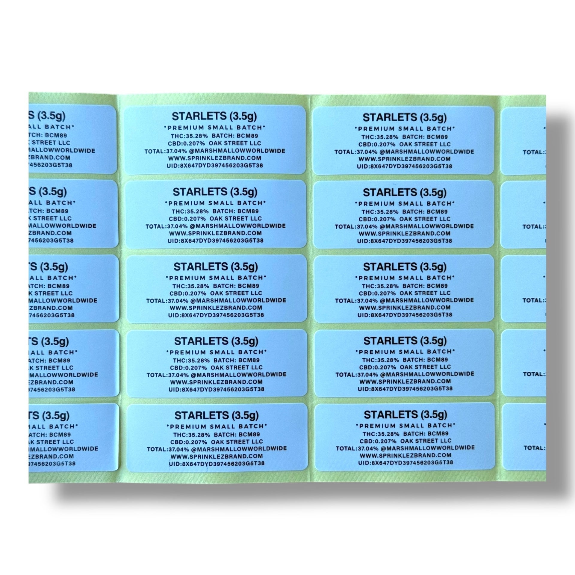 Sprinklez Starlets 3.5G Mylar Bags -With stickers and label