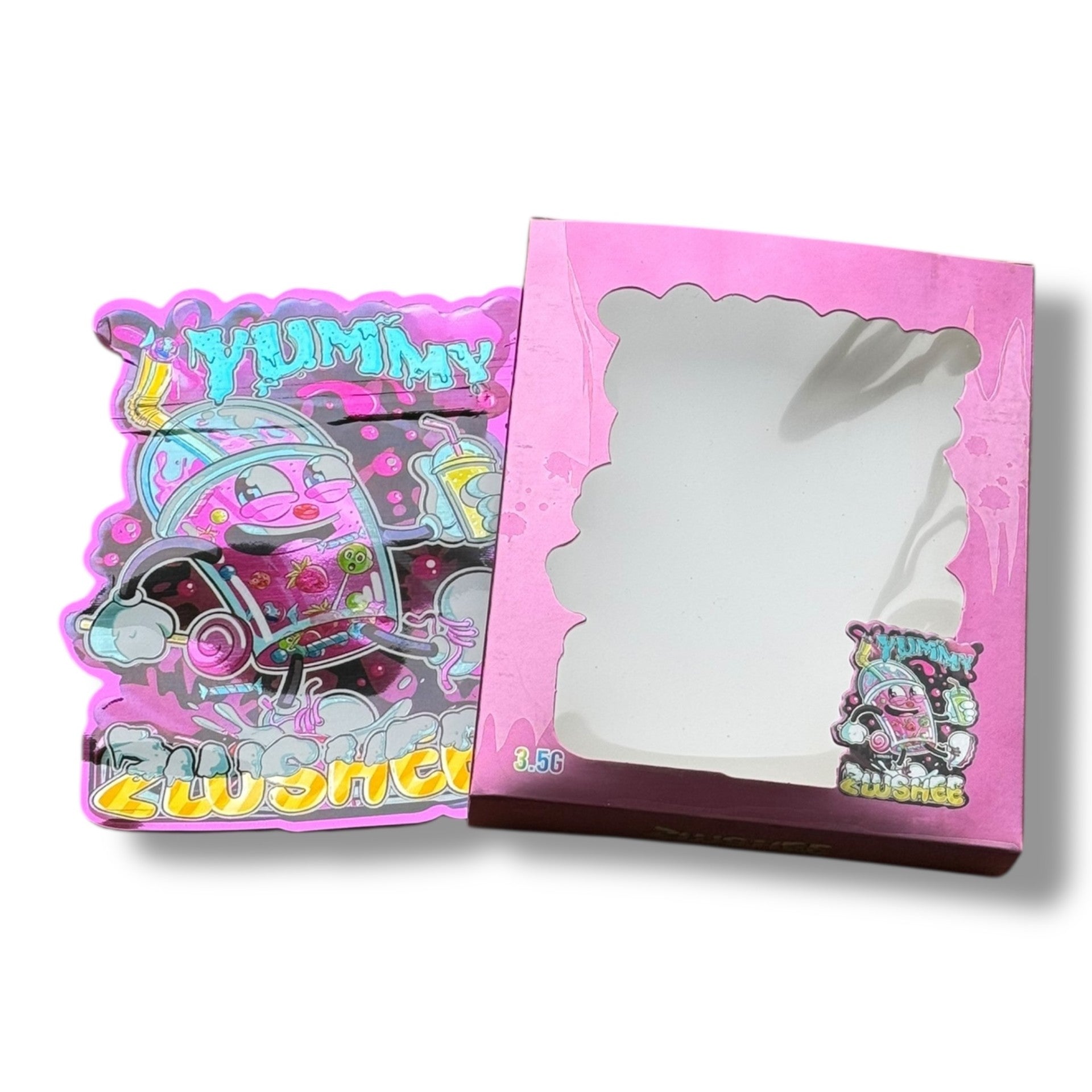 Yummy Zlushee 3.5g Mylar Bags & Boxes with Window
