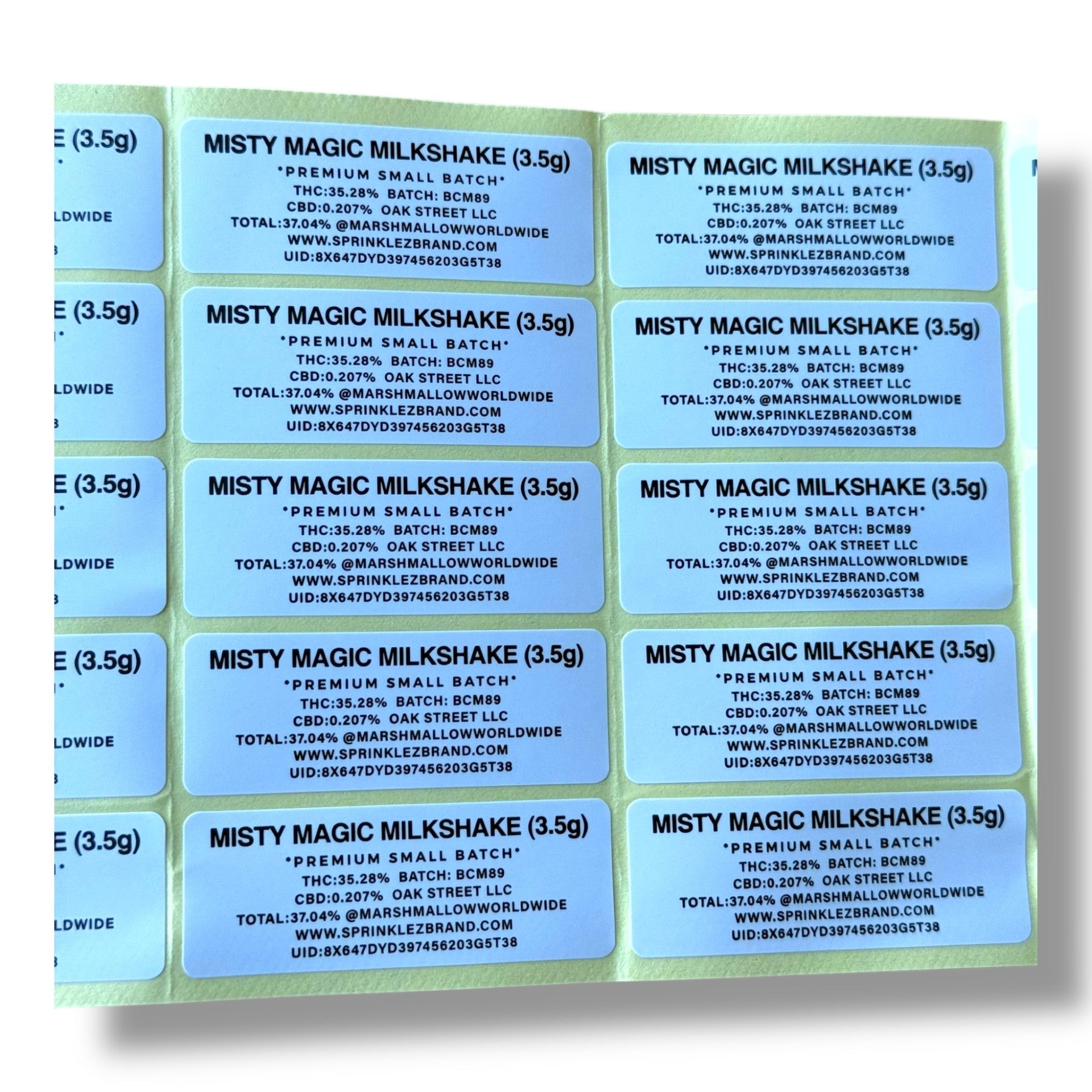 Sprinklez Misty Magic Milkshake 3.5G Mylar Bags -With stickers and label