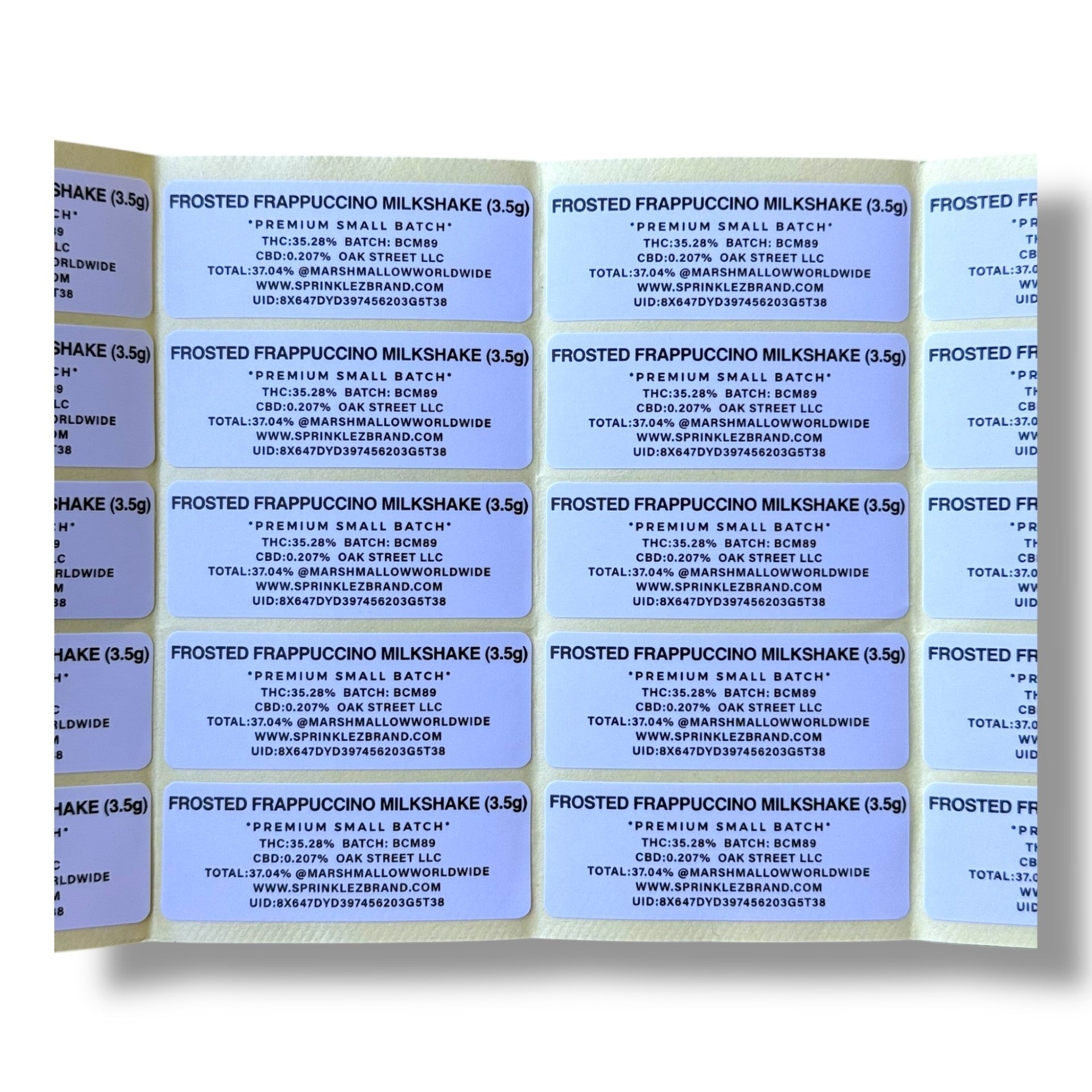 Sprinklez Frosted Frappuccino Milkshake 3.5G Mylar Bags -With stickers and label