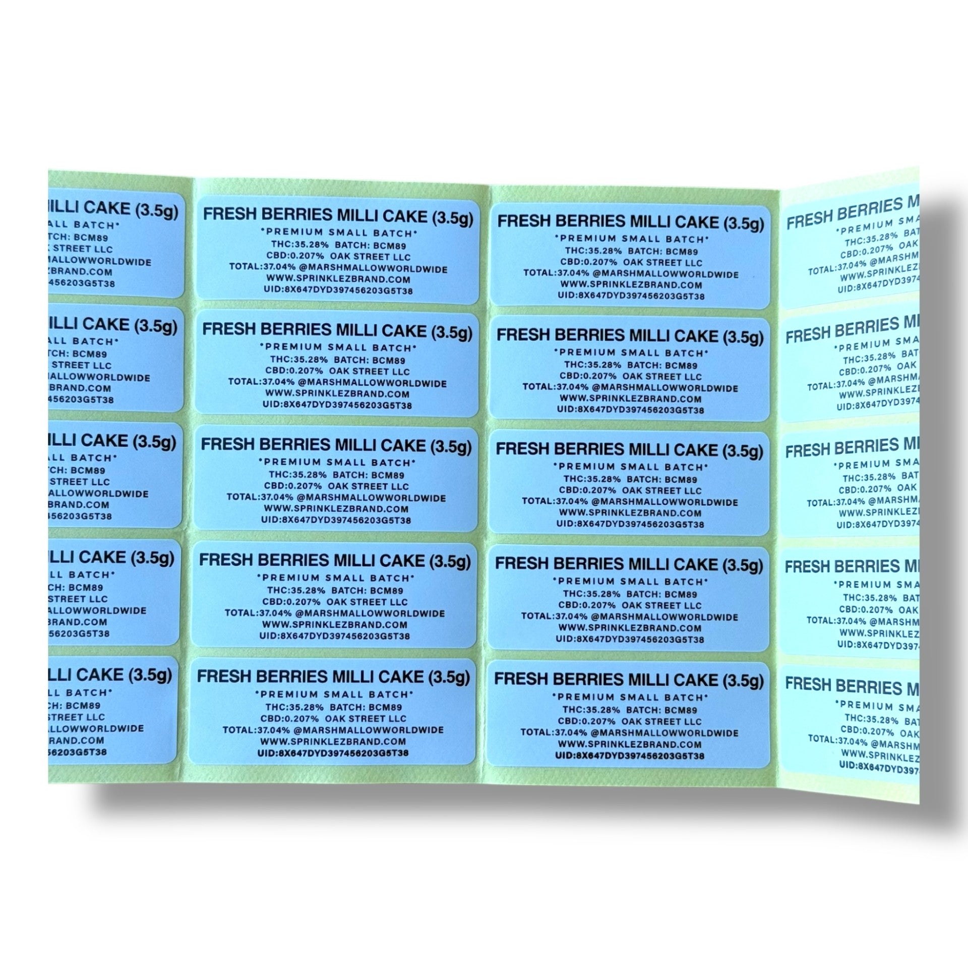 Sprinklez Fresh Berries Milli Cake 3.5G Mylar Bags -With stickers and label