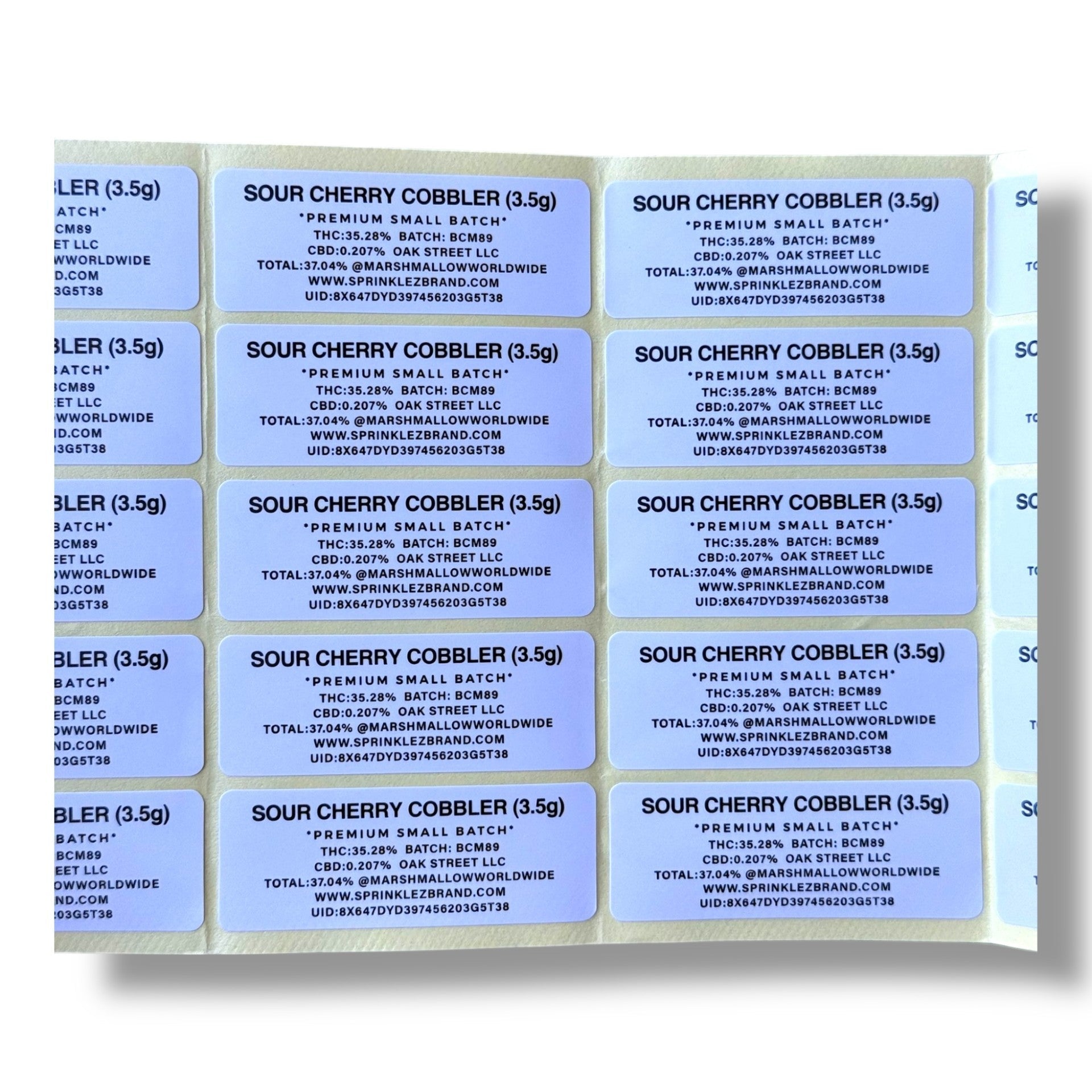 Sprinklez Sour Cherry Cobbler 3.5G Mylar Bags -With stickers and label