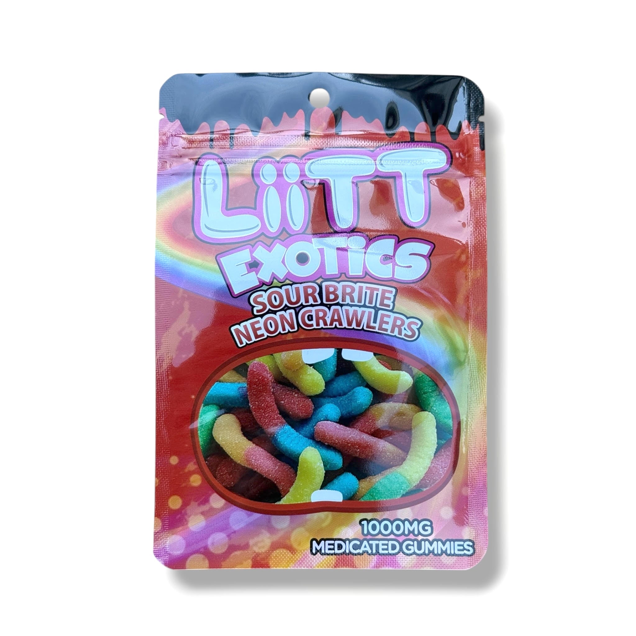 Liitt Exotics Sour Brite Neon Crawlers 3.5g Mylar Bag 1000MG (Packaging Only)