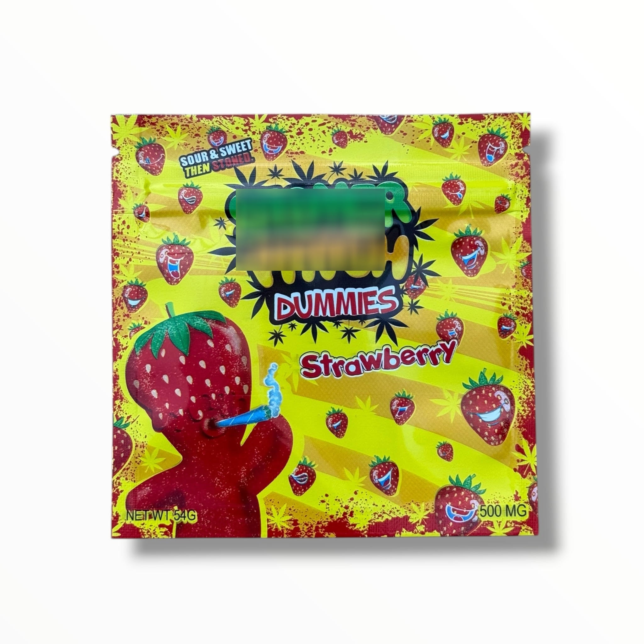 Sour & Sweet Strawberry Dummies 500mg Mylar Bag -Packaging Only