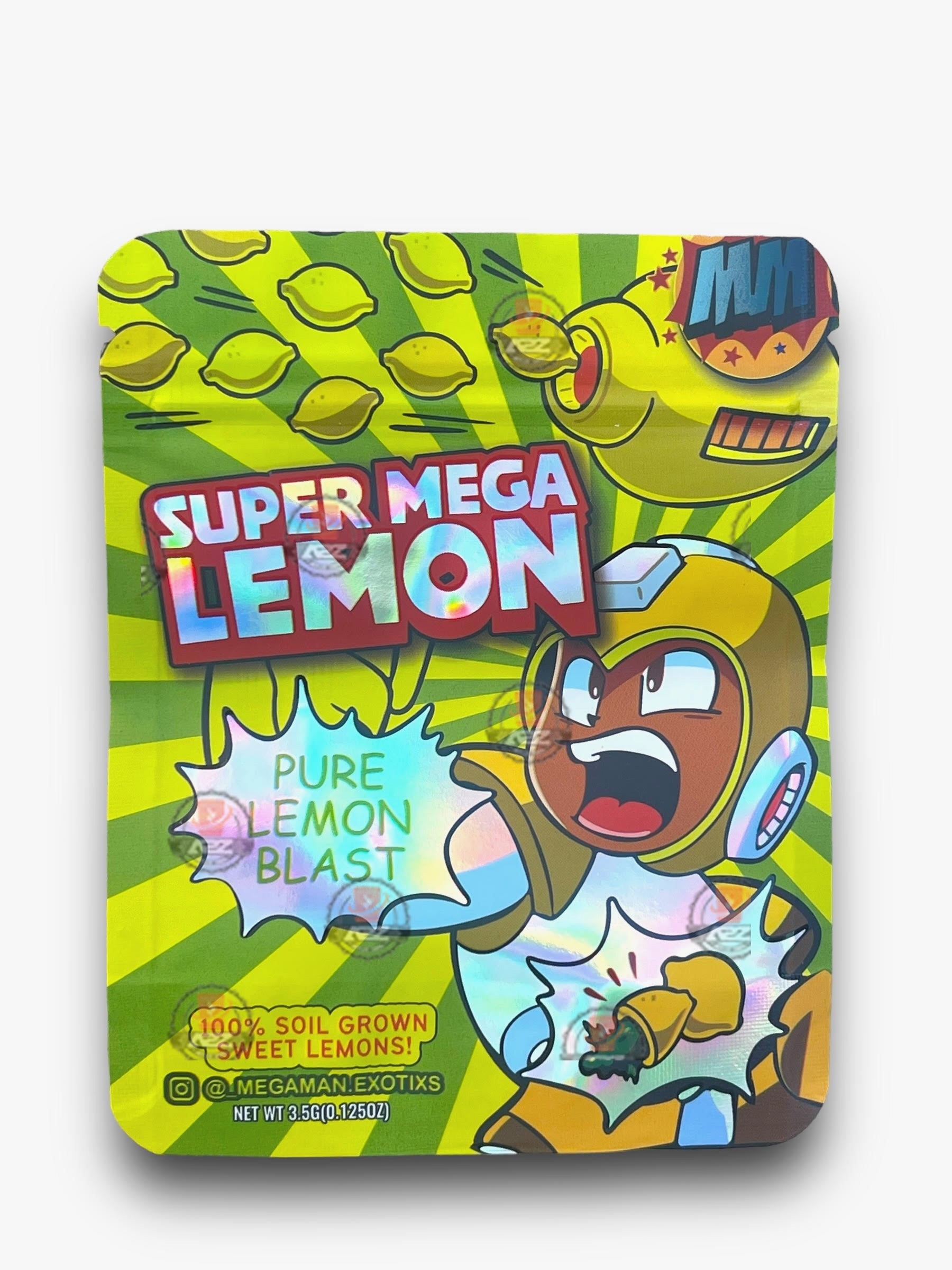 Super Mega Lemon Pure Lemon Blast 3.5G Mylar Bags Holographic