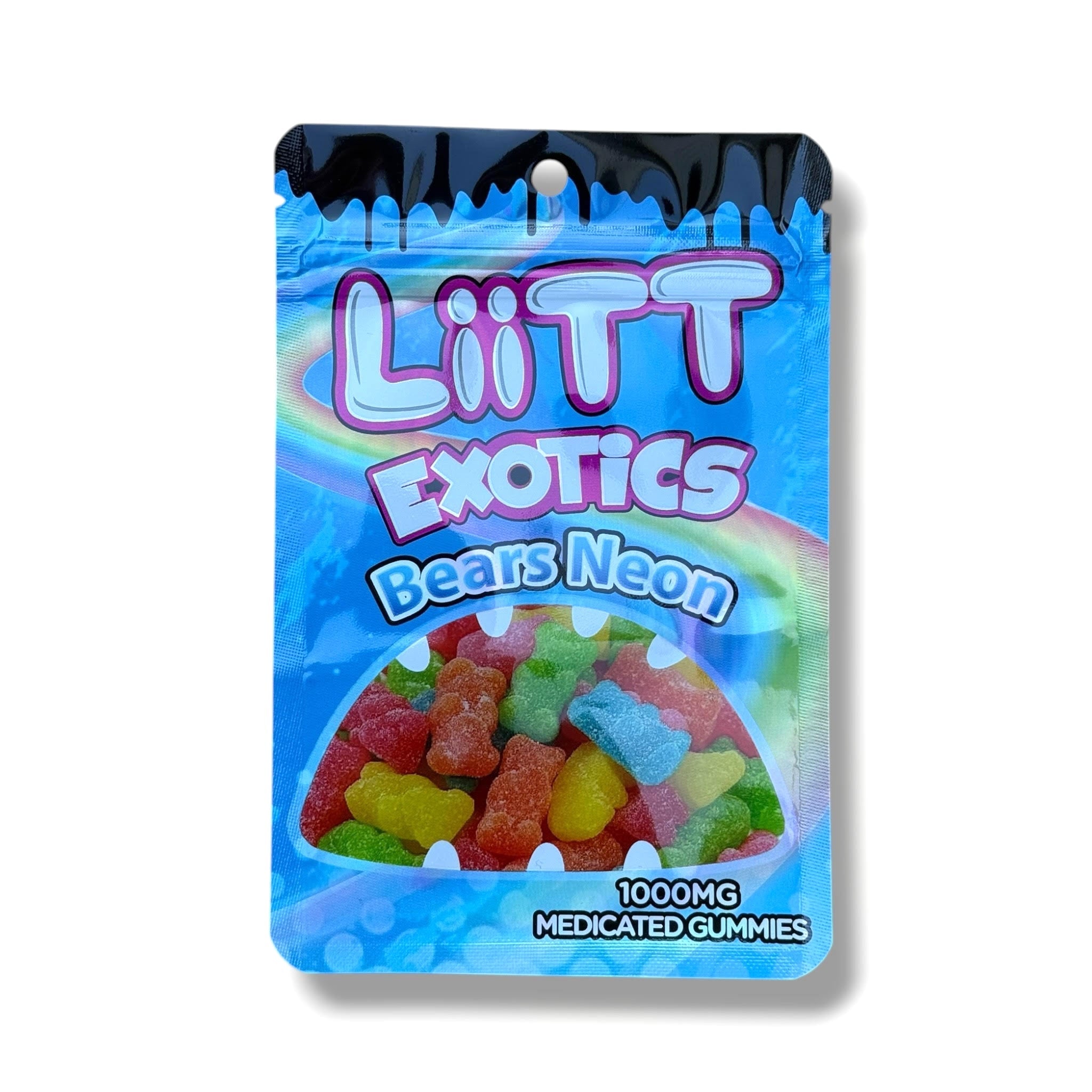 Liitt Exotics Bears Neon 3.5g Mylar Bag 1000MG (Packaging Only)