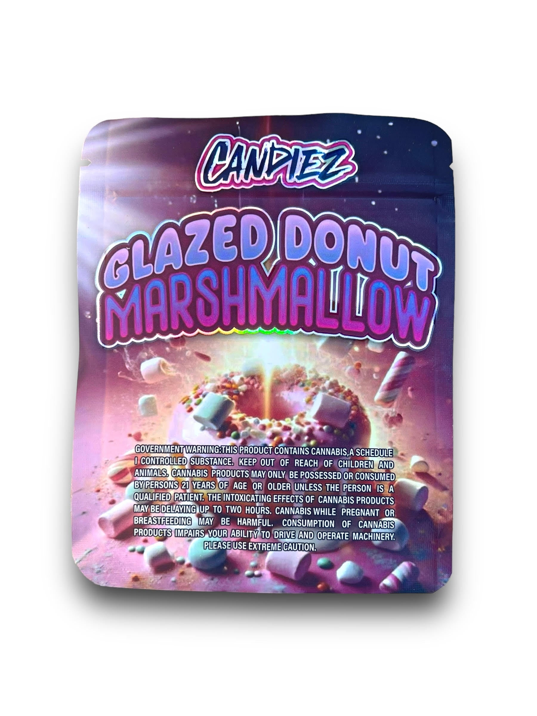 Candiez Glazed Donut Marshmallow 3.5G Mylar Bags Holographic