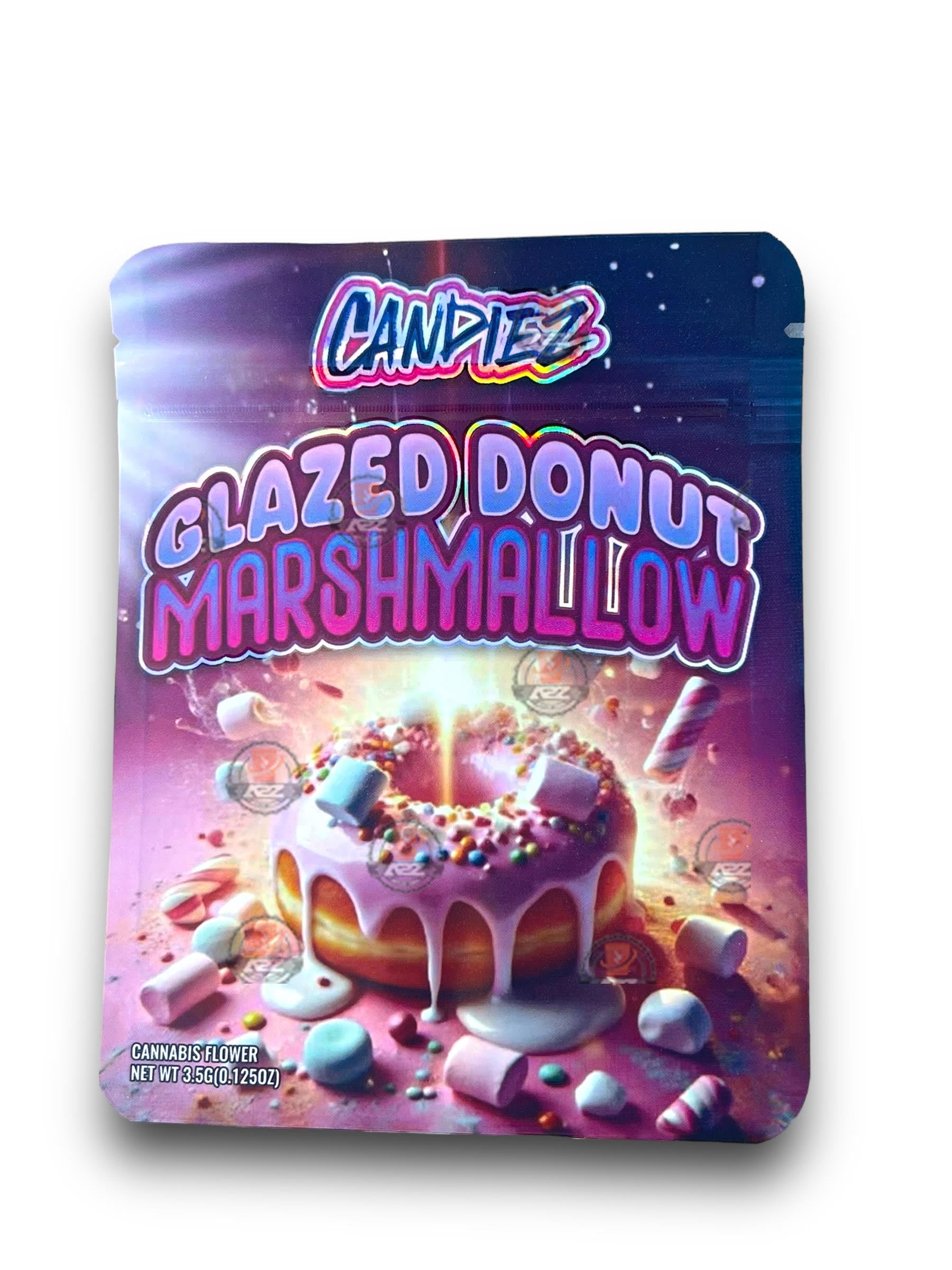 Candiez Glazed Donut Marshmallow 3.5G Mylar Bags Holographic