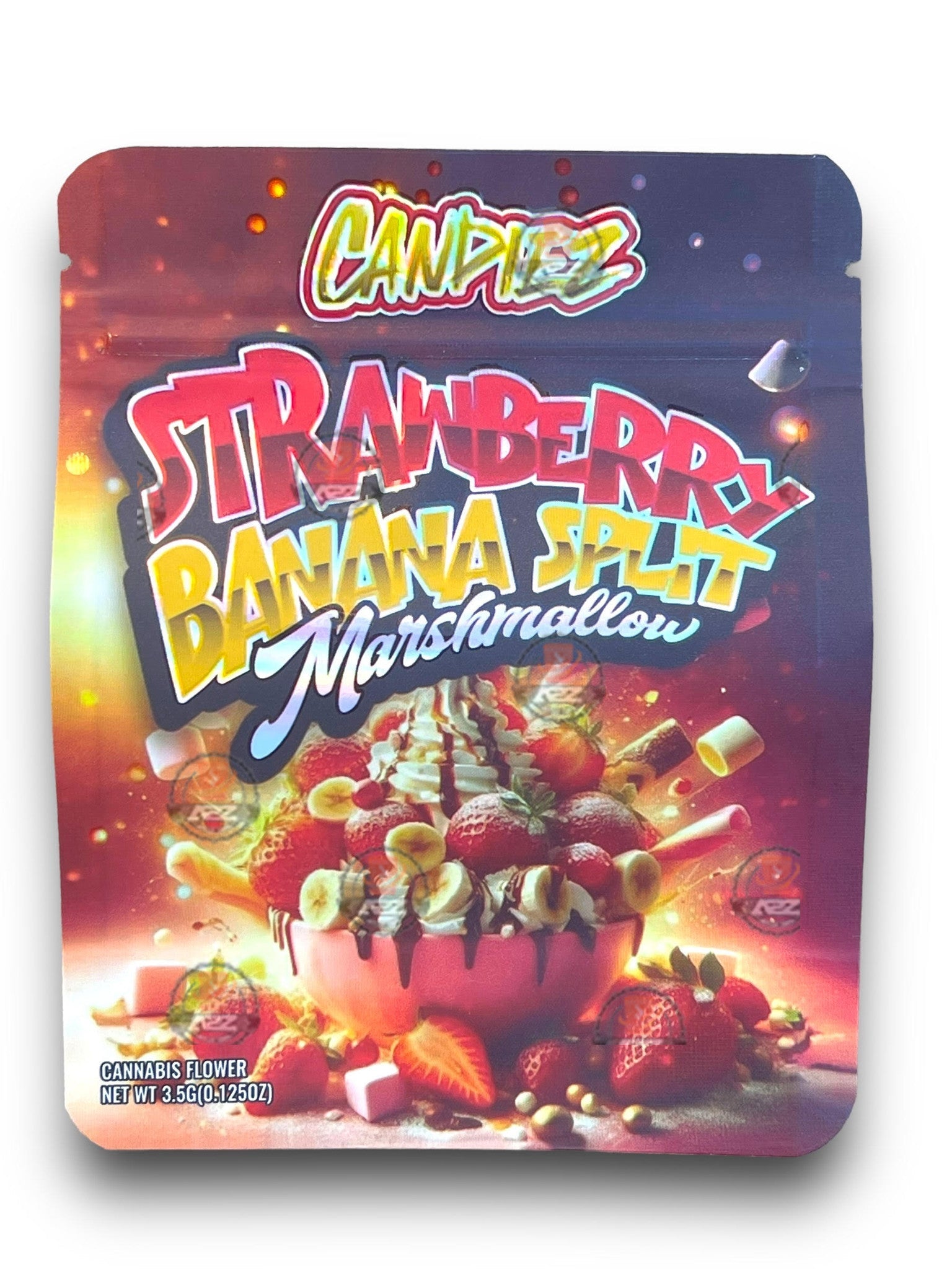 Best Budz Strawberry Banana Split Mylar Bags with Boxes 3.5g Box Packaging Holographic