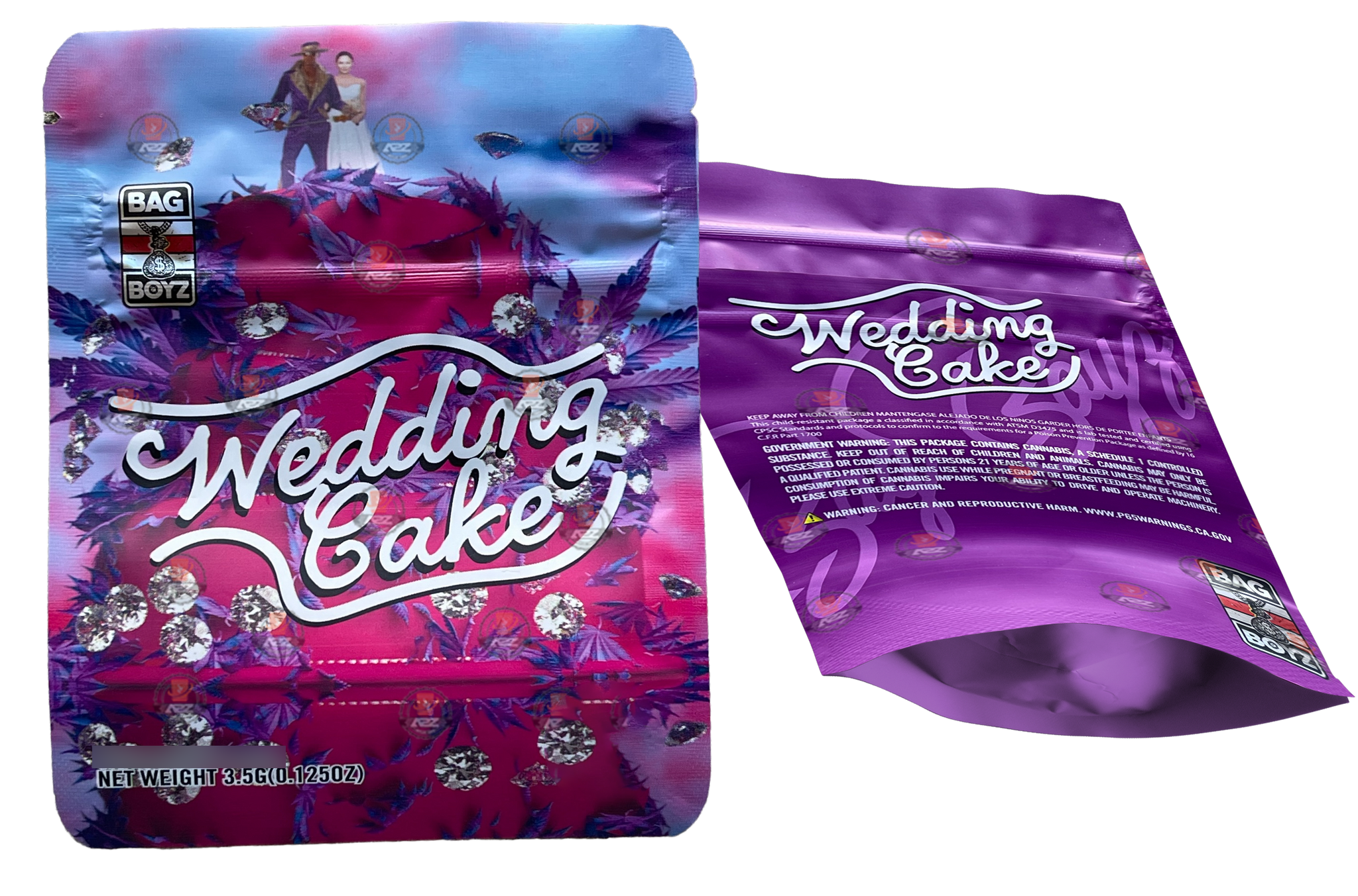 wedding cake Mylar zip lock bag 3.5G