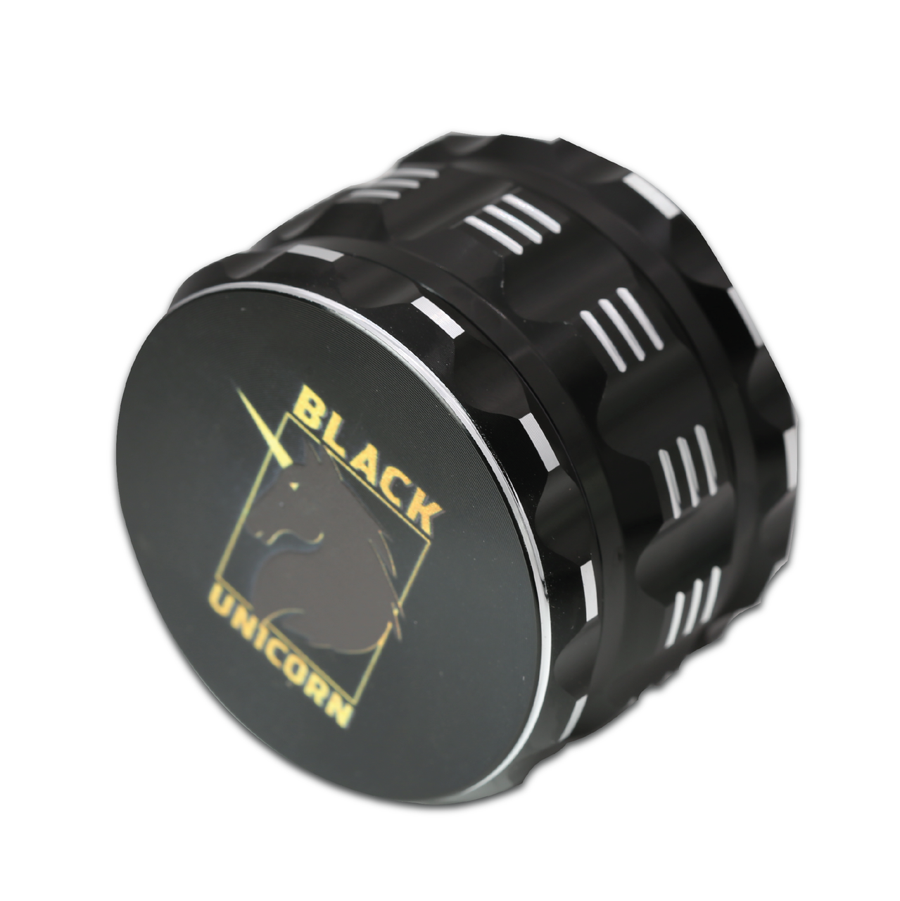 Aluminum Grinder with Pollen Catcher. Large 4 Piece, 2.5" (Black)