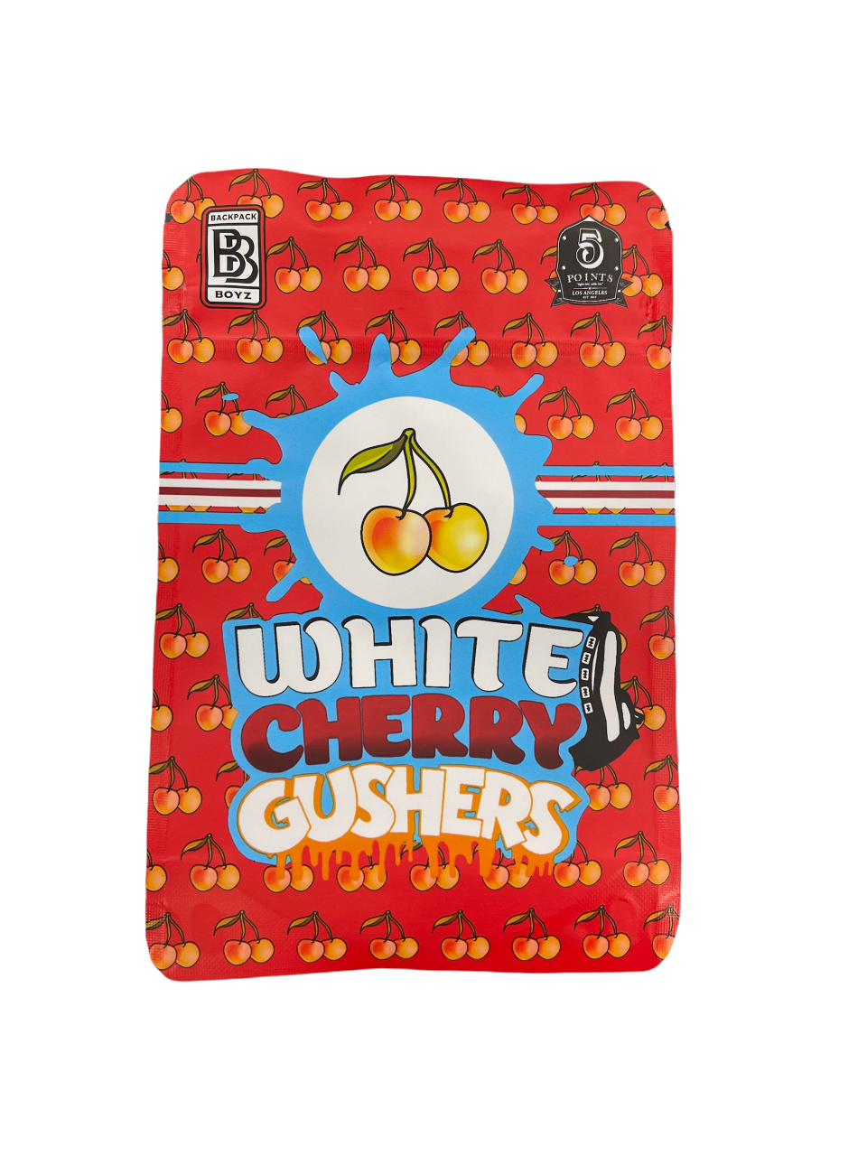 Backpack Boyz White Cherry Gushers Mylar Bag- 3.5g Tamper stickers-Packaging Only