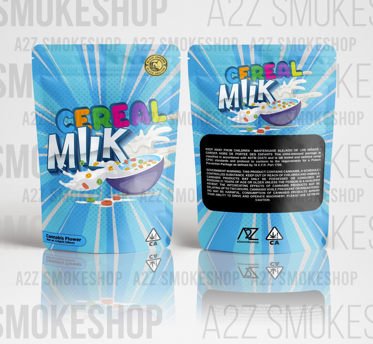 Black Unicorn Cereal Milk Holographic Mylar bag 3.5g