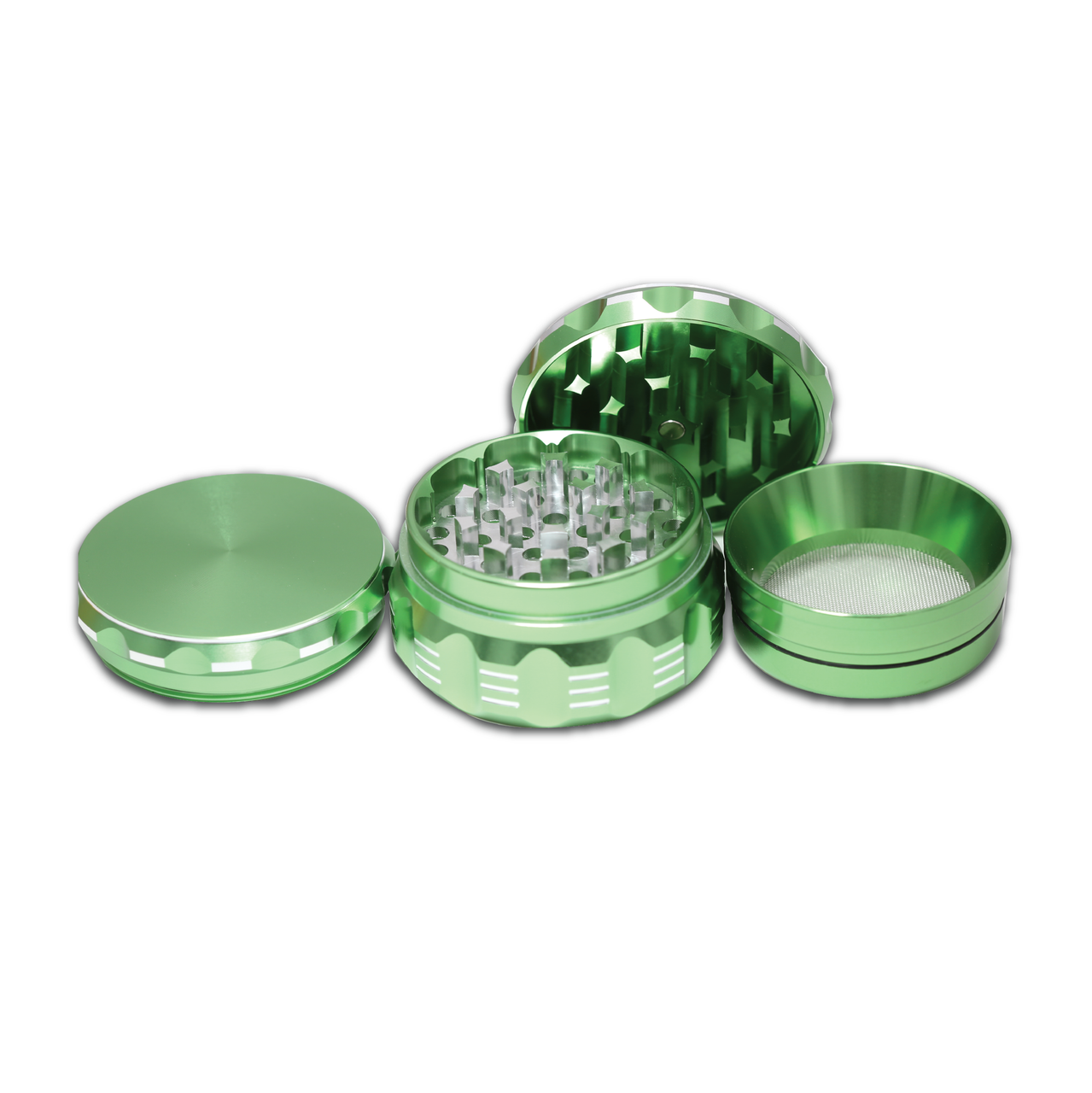 Black Unicorn Grinder with Pollen Catcher. Large 4 Piece, 2.5" Aluminum (Green)