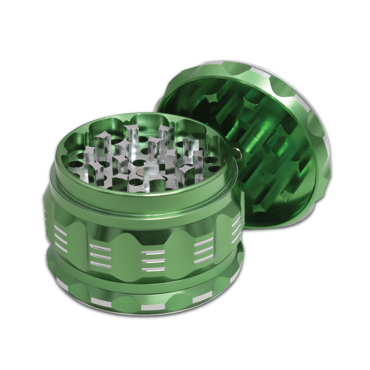 Black Unicorn Grinder with Pollen Catcher. Large 4 Piece, 2.5" Aluminum (Green)